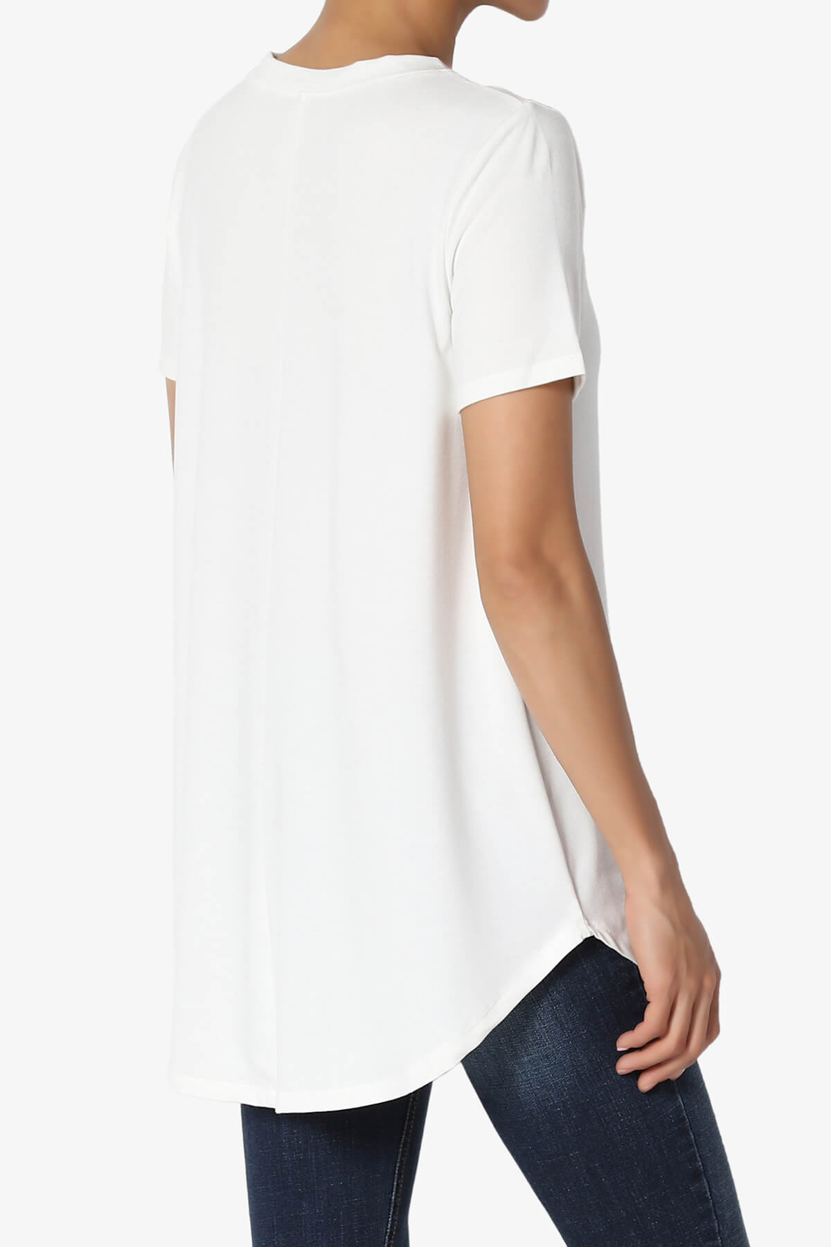 Tristan Essential Short Sleeve Round Hem Top IVORY_4