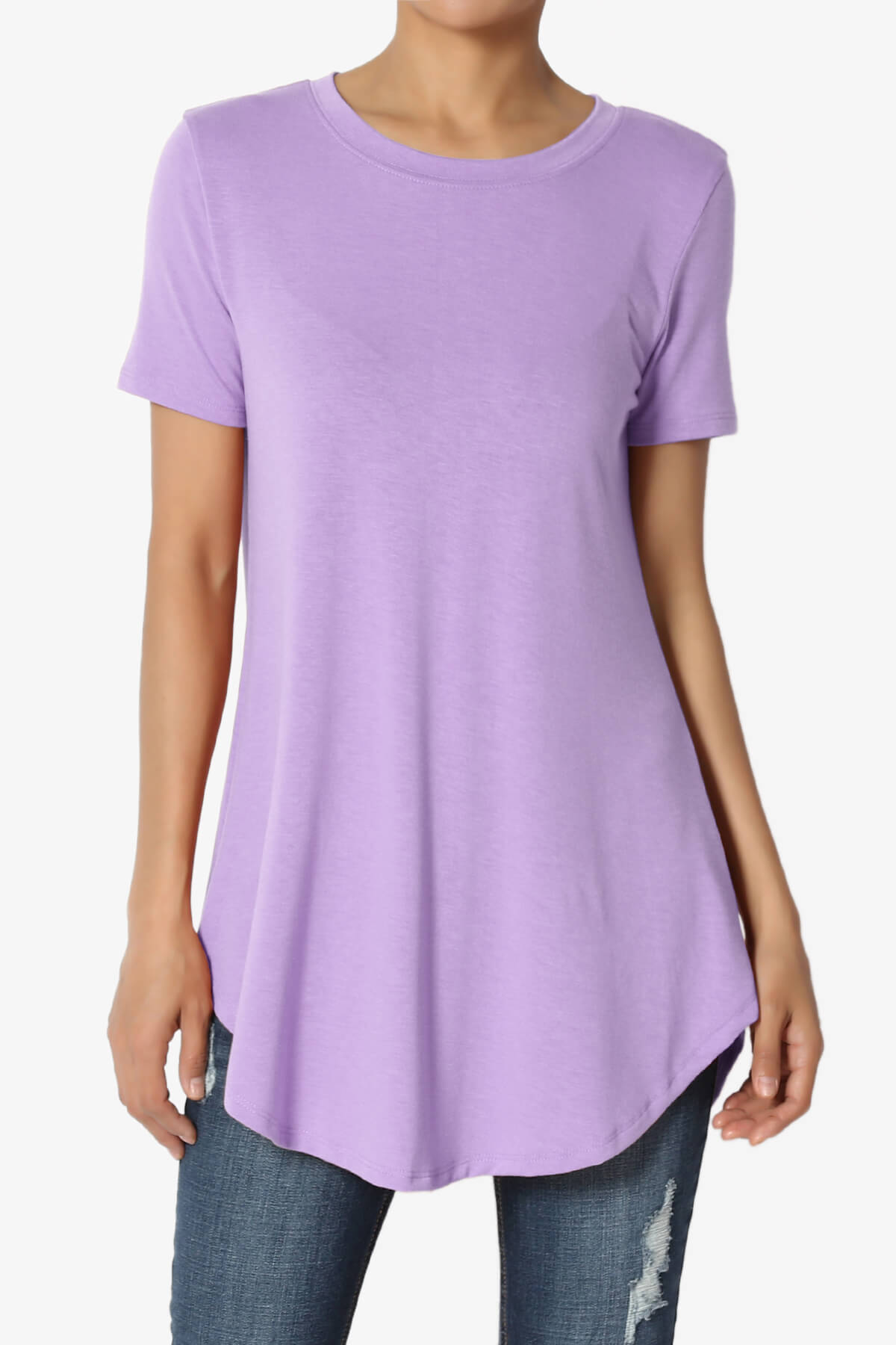 Tristan Essential Short Sleeve Round Hem Top LAVENDER_1