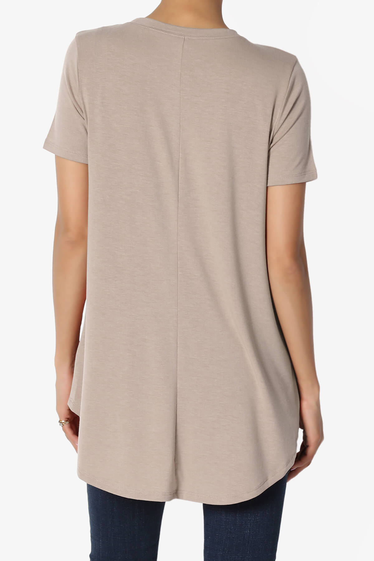 Tristan Essential Short Sleeve Round Hem Top LIGHT MOCHA_2