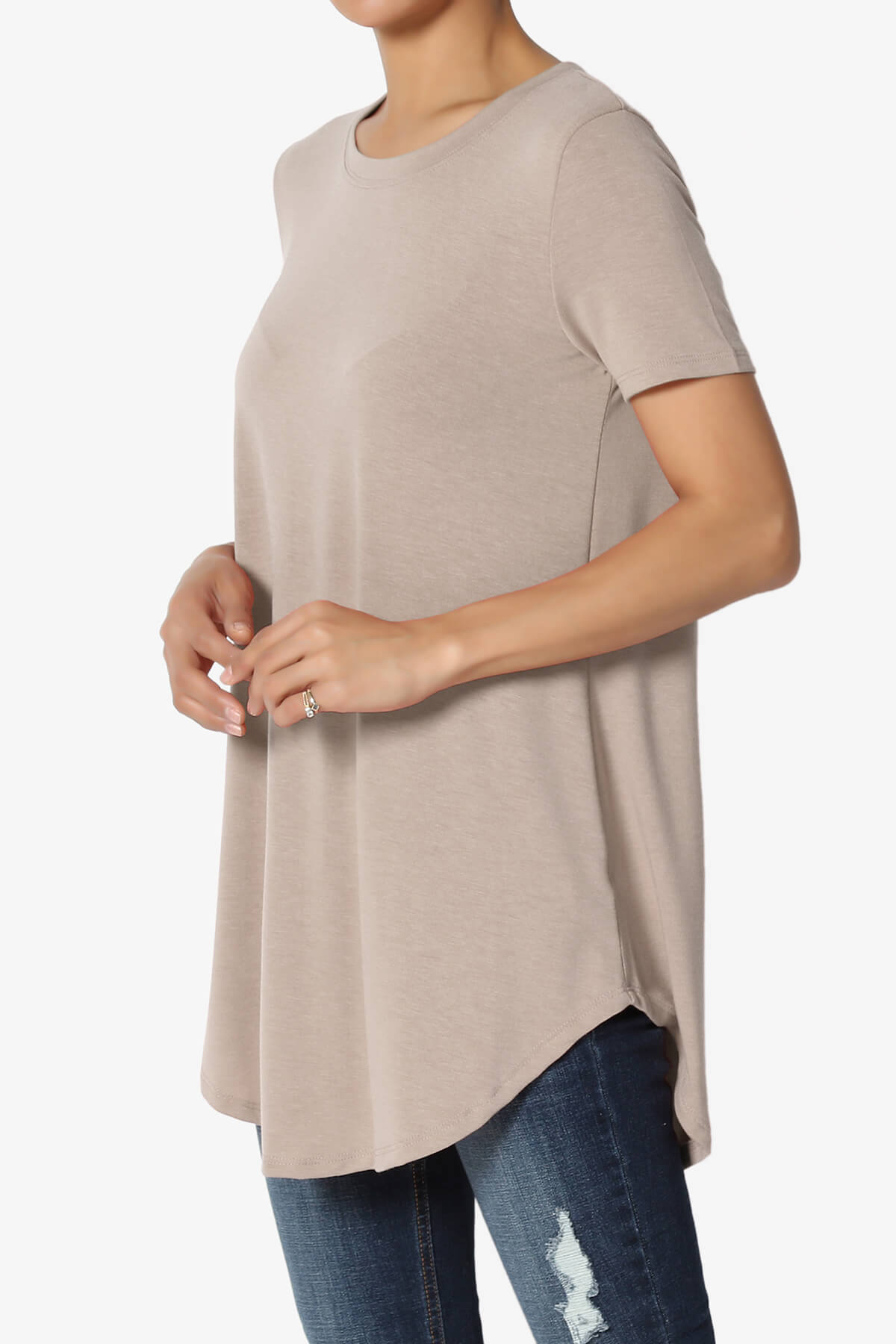 Tristan Essential Short Sleeve Round Hem Top LIGHT MOCHA_3