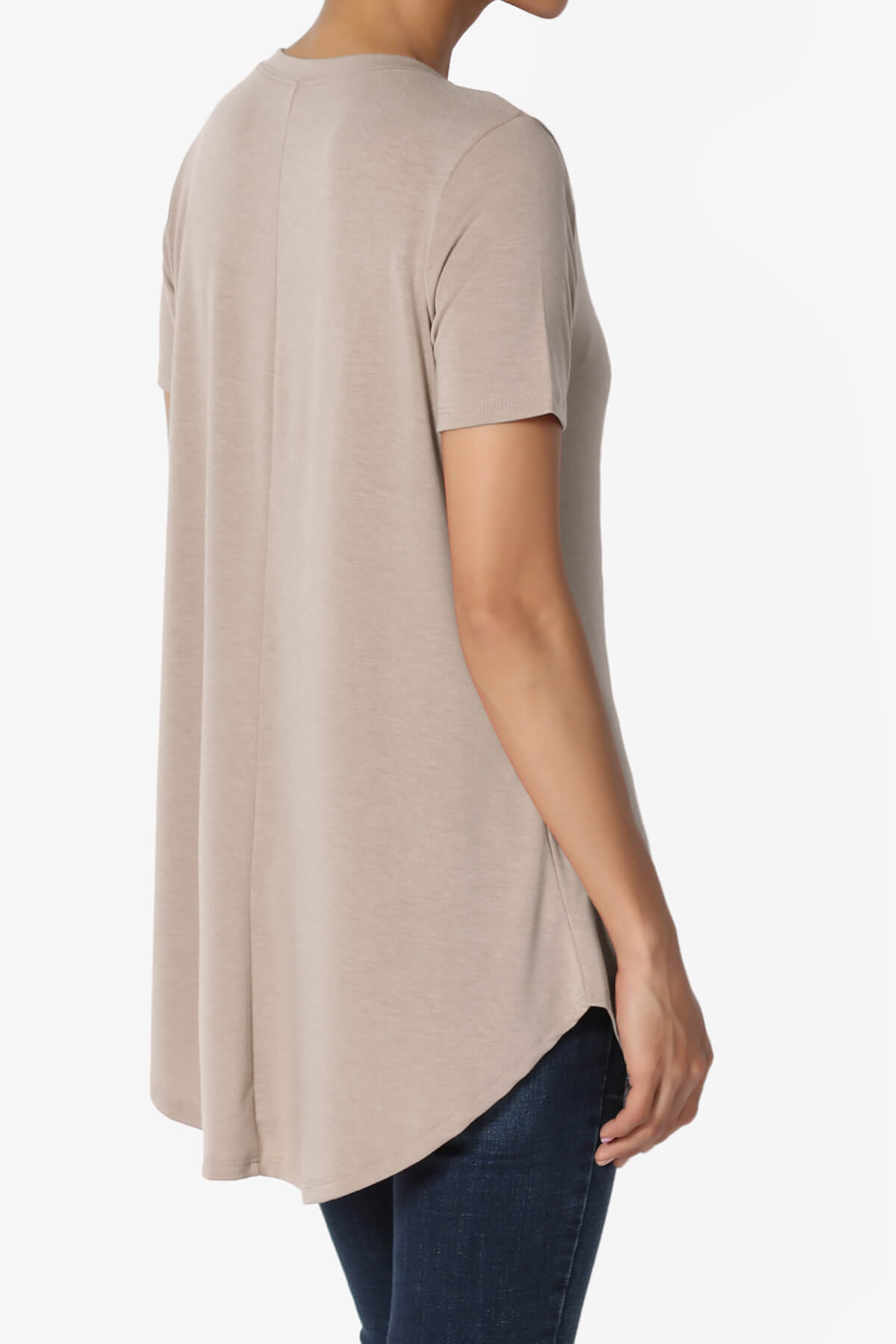 Tristan Essential Short Sleeve Round Hem Top LIGHT MOCHA_4