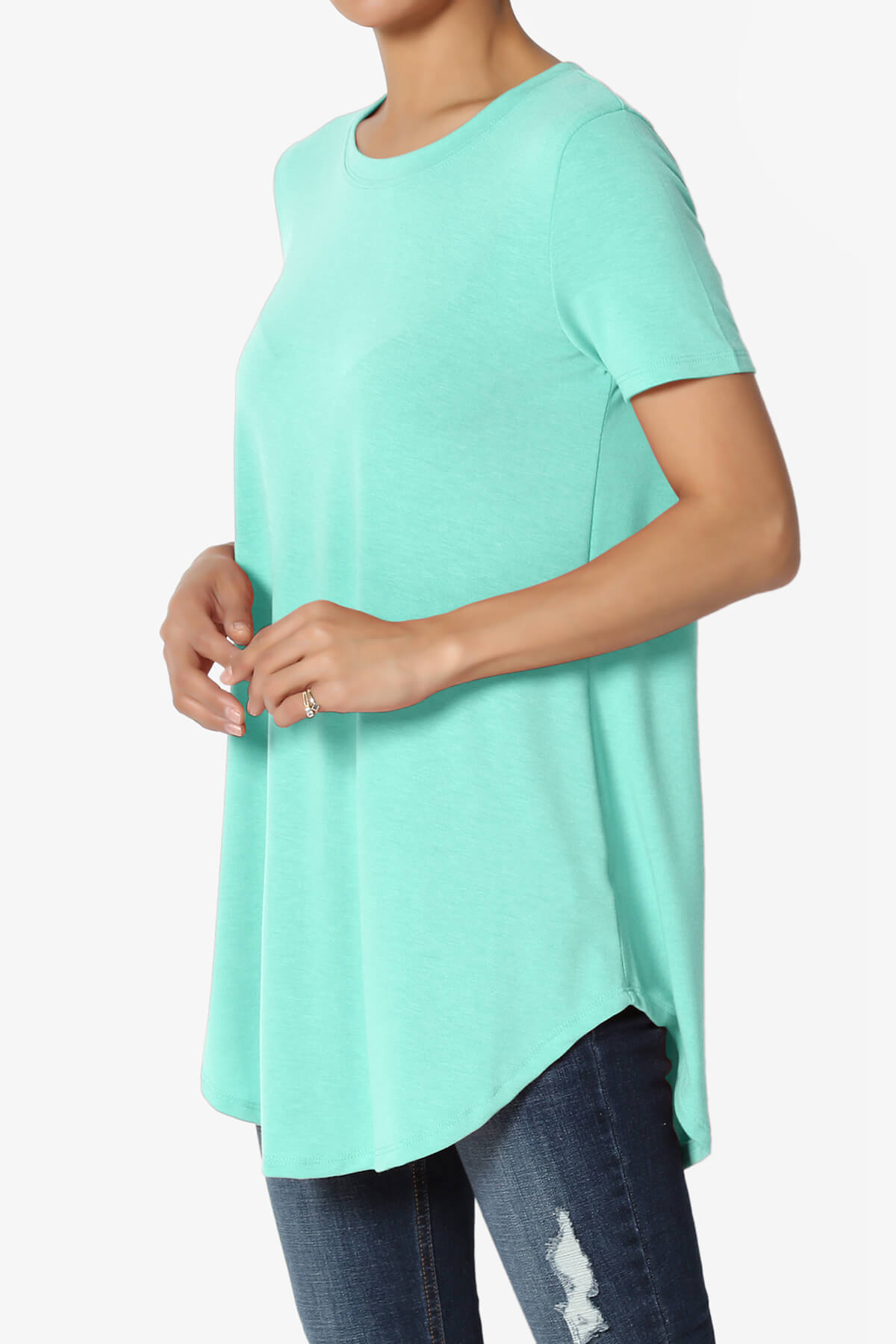 Tristan Essential Short Sleeve Round Hem Top MINT_3