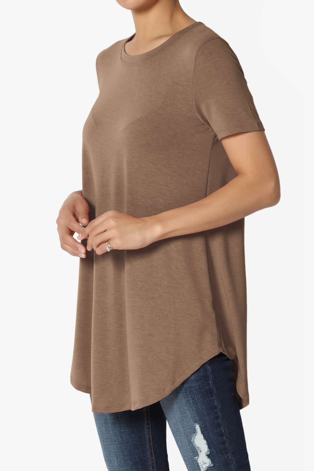 Tristan Essential Short Sleeve Round Hem Top MOCHA_3