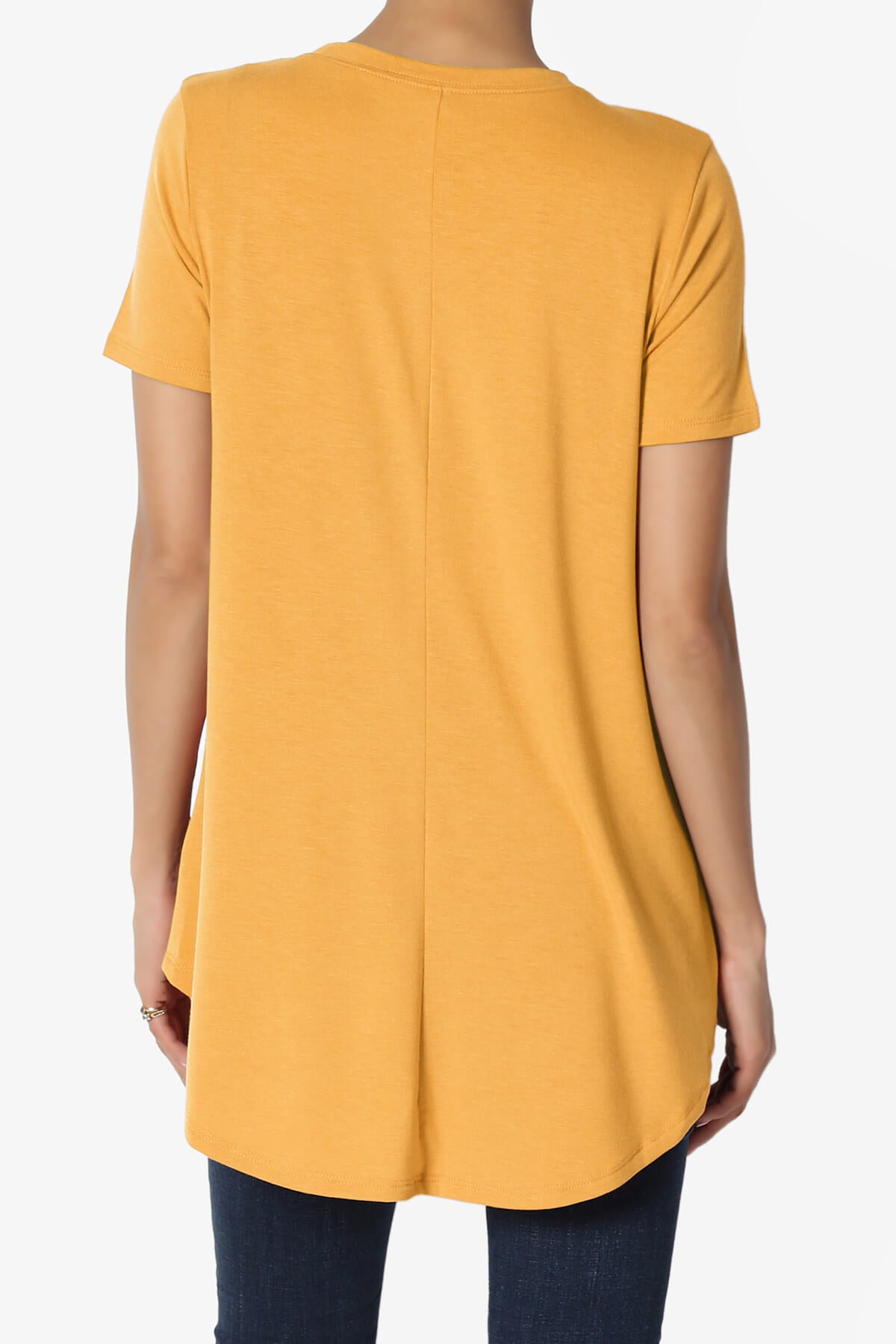 Tristan Essential Short Sleeve Round Hem Top MUSTARD_2