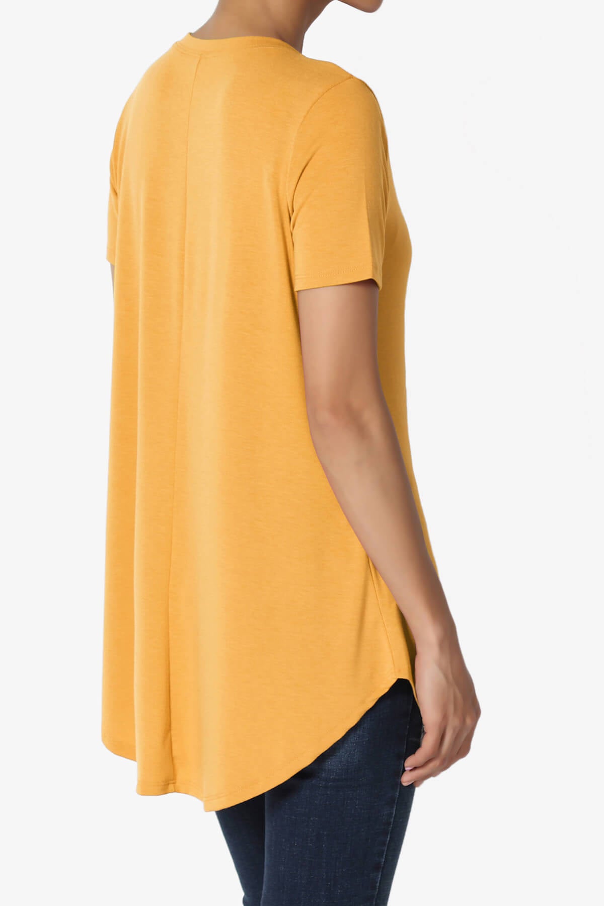Tristan Essential Short Sleeve Round Hem Top MUSTARD_4