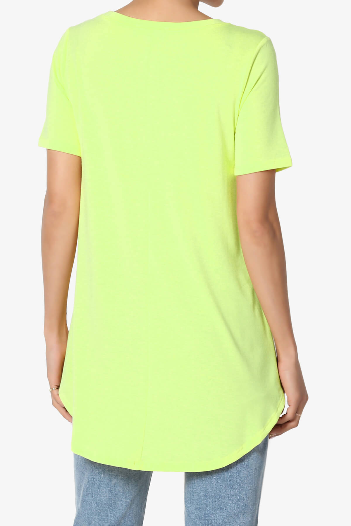 Tristan Essential Short Sleeve Round Hem Top NEON GREEN_2