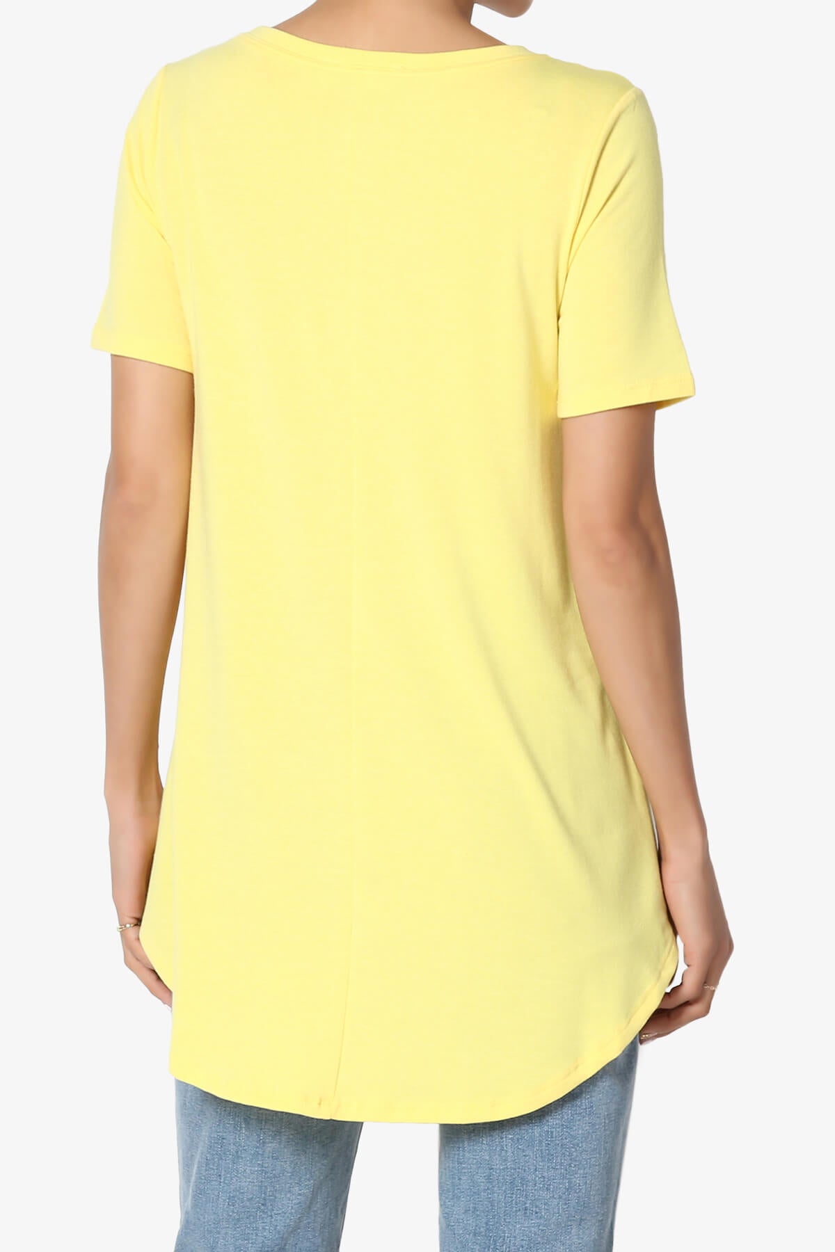 Tristan Essential Short Sleeve Round Hem Top YELLOW_2
