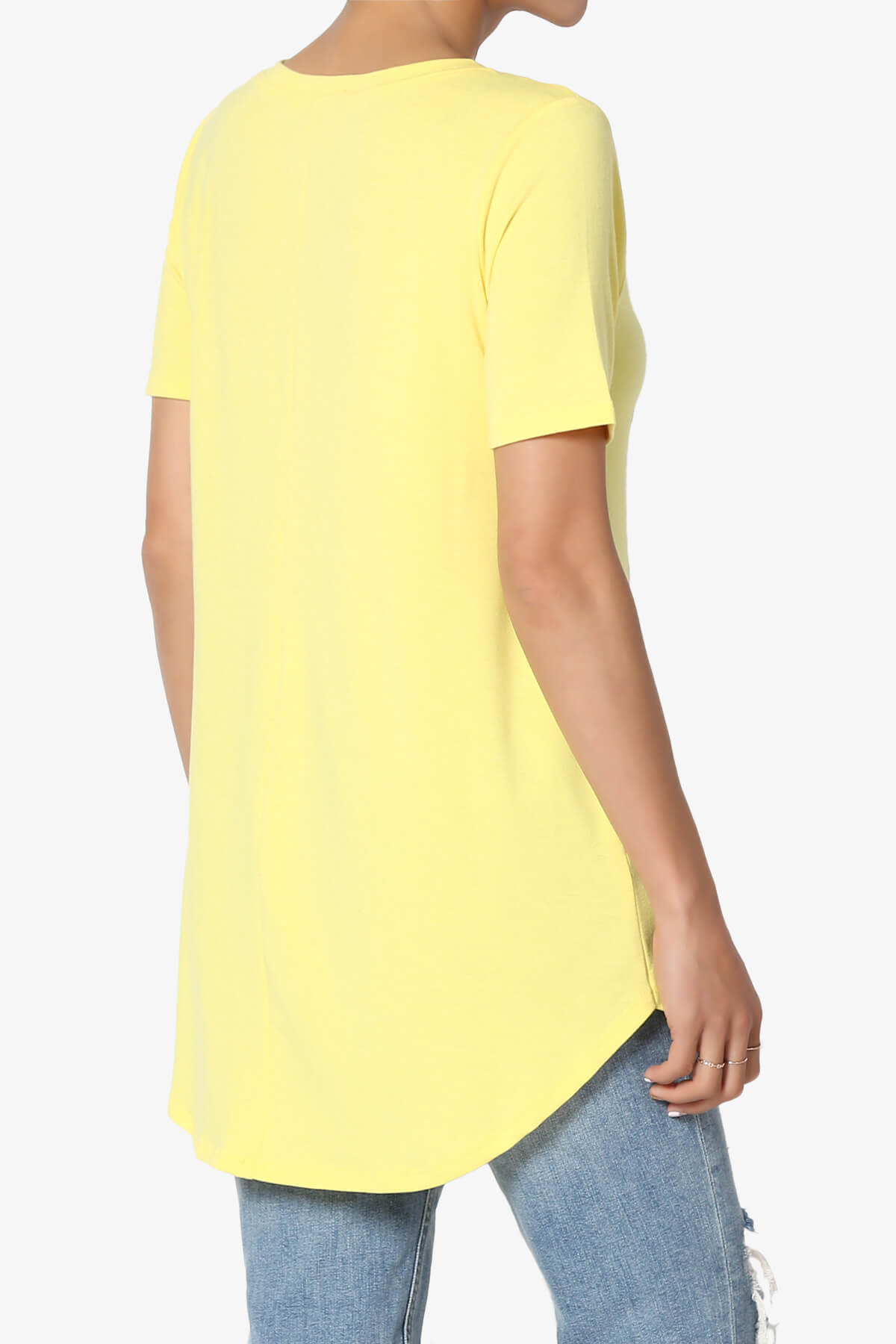 Tristan Essential Short Sleeve Round Hem Top YELLOW_4