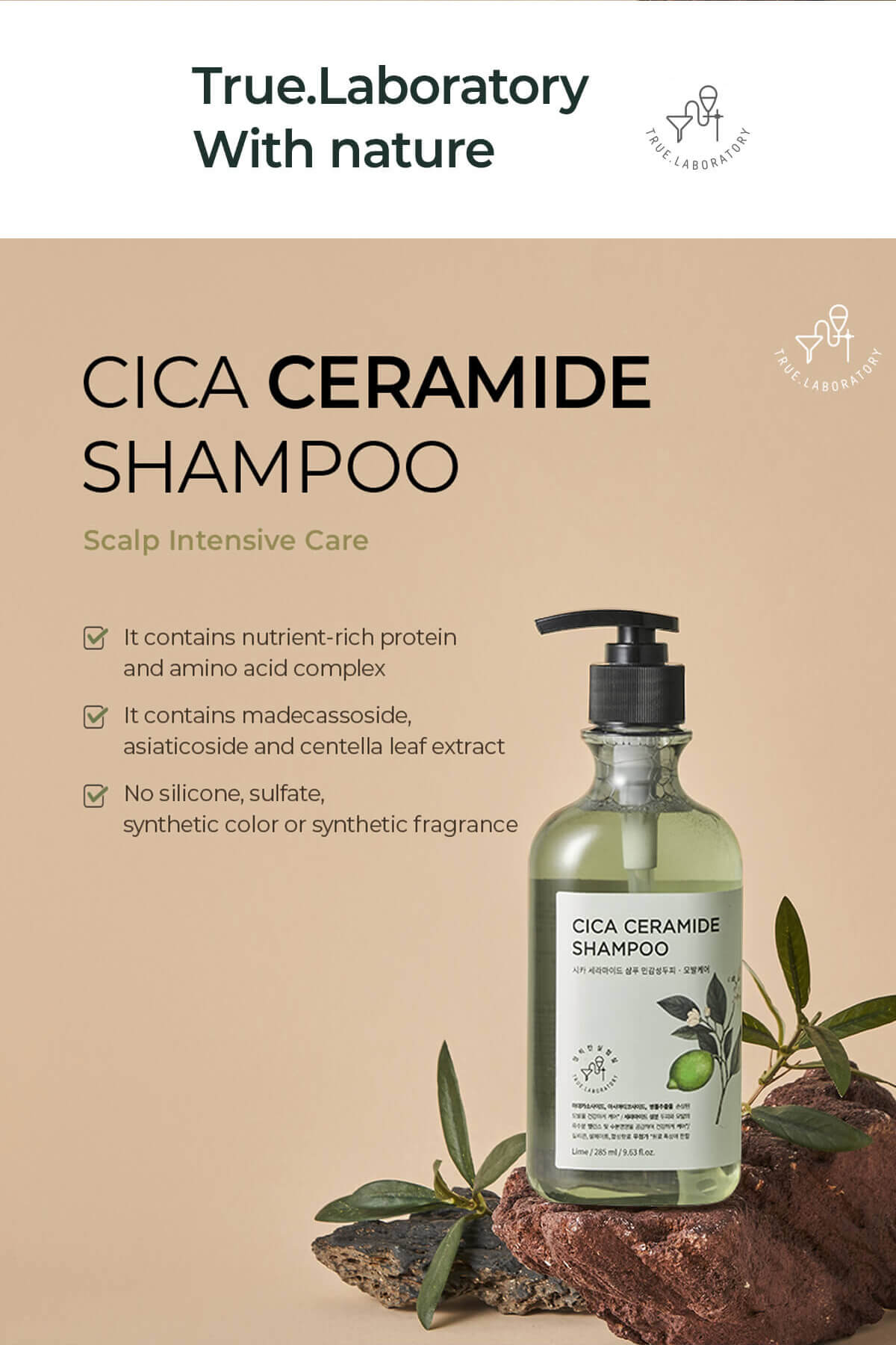 True.LAB Cica Ceramide Shampoo 285ml – Calm, Hydrate, and Rebalance Your Scalp