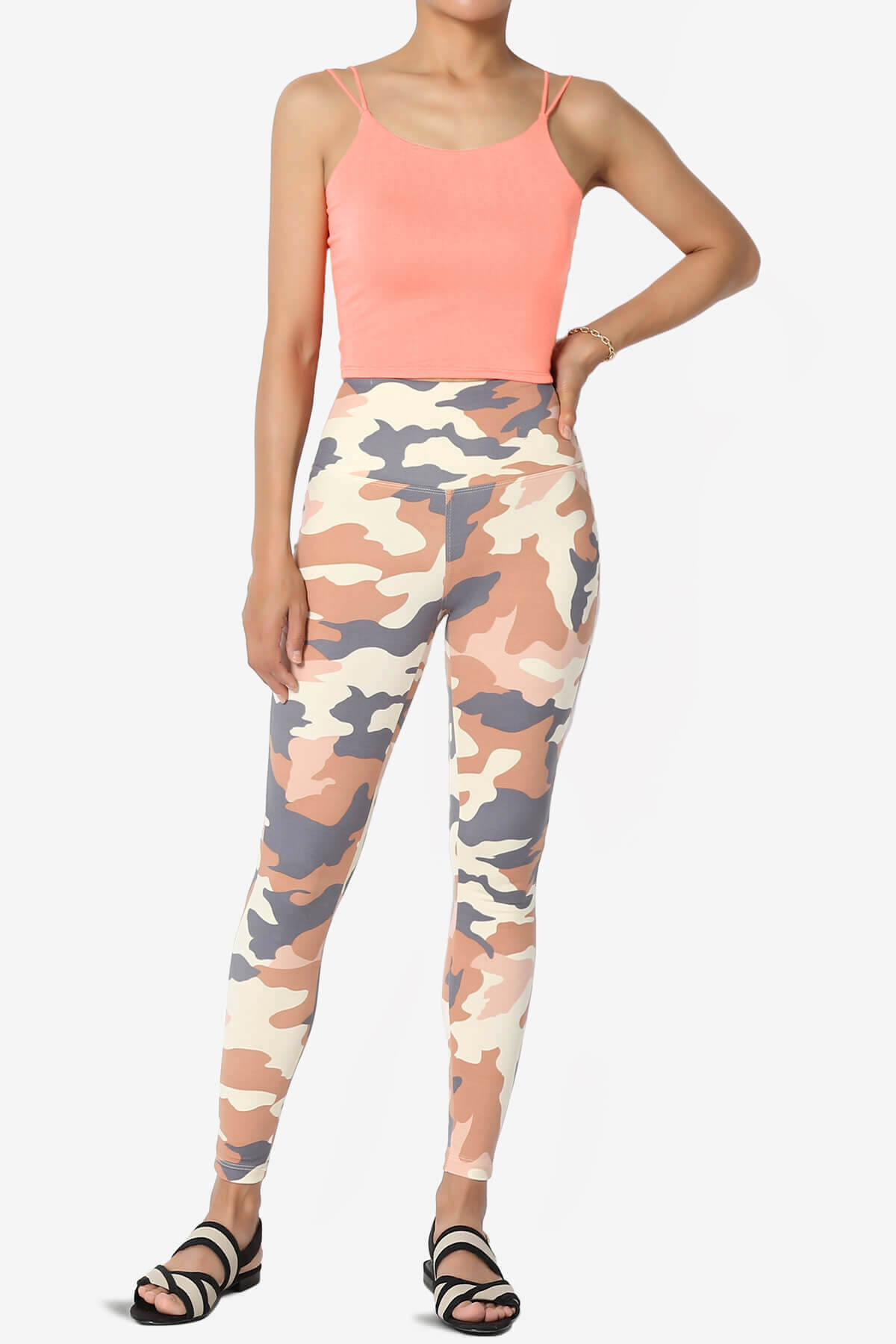 Twirl Spaghetti Straps Double Layer Crop Cami CORAL_6