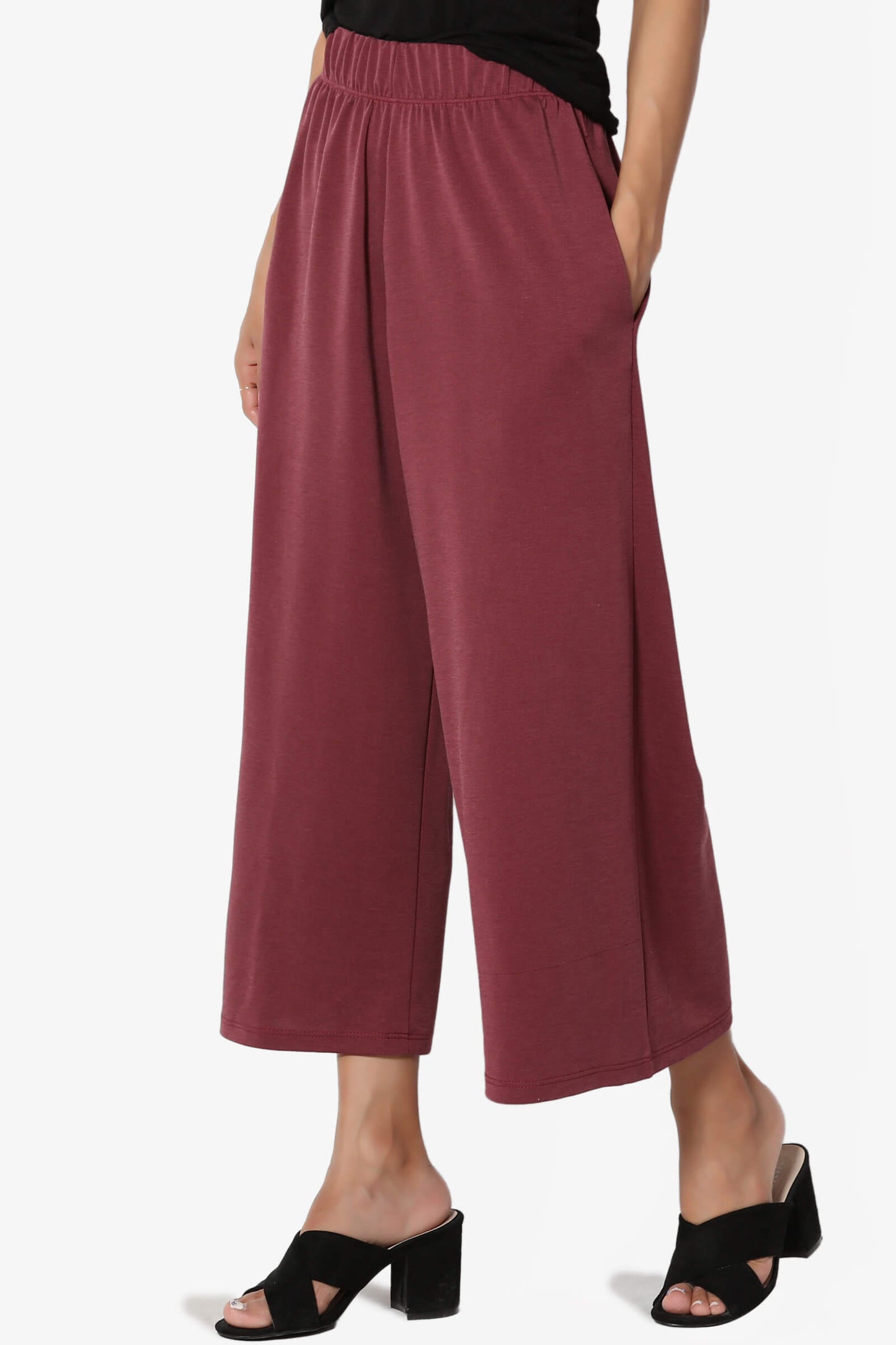 Venetia Elasticated Waist Culottes BURGUNDY_3