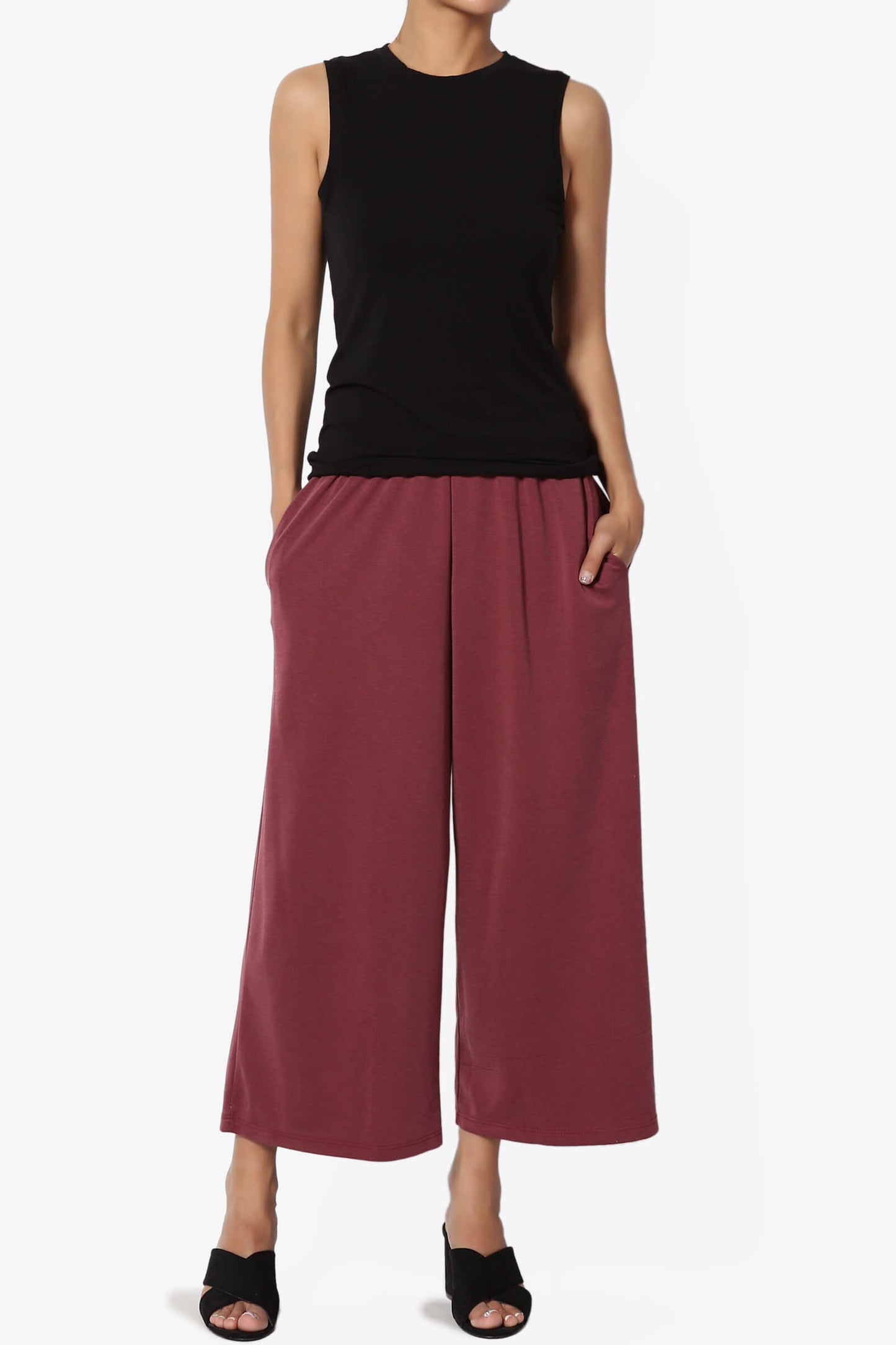 Venetia Elasticated Waist Culottes BURGUNDY_6