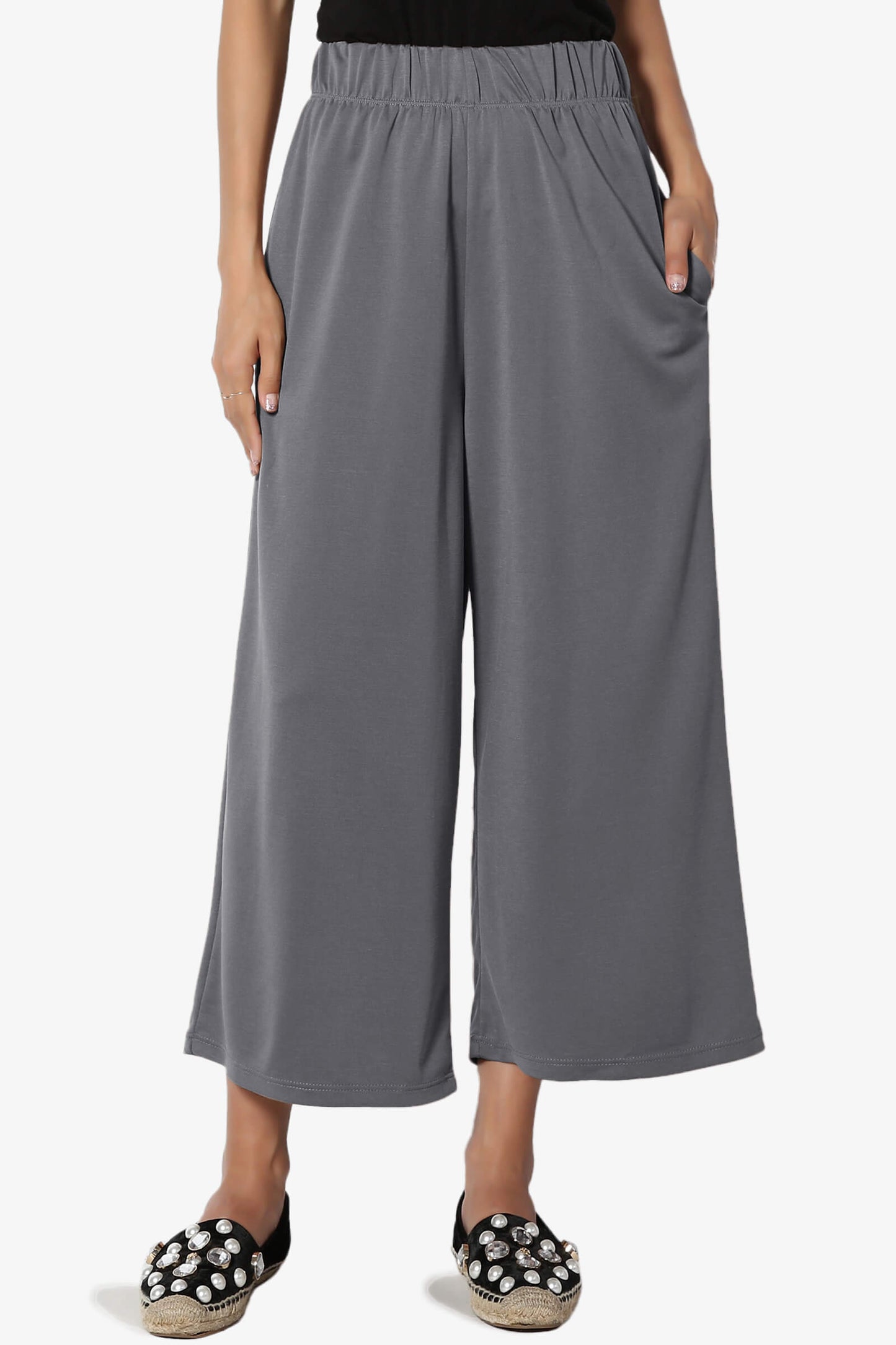 Venetia Elasticated Waist Culottes CHARCOAL_1