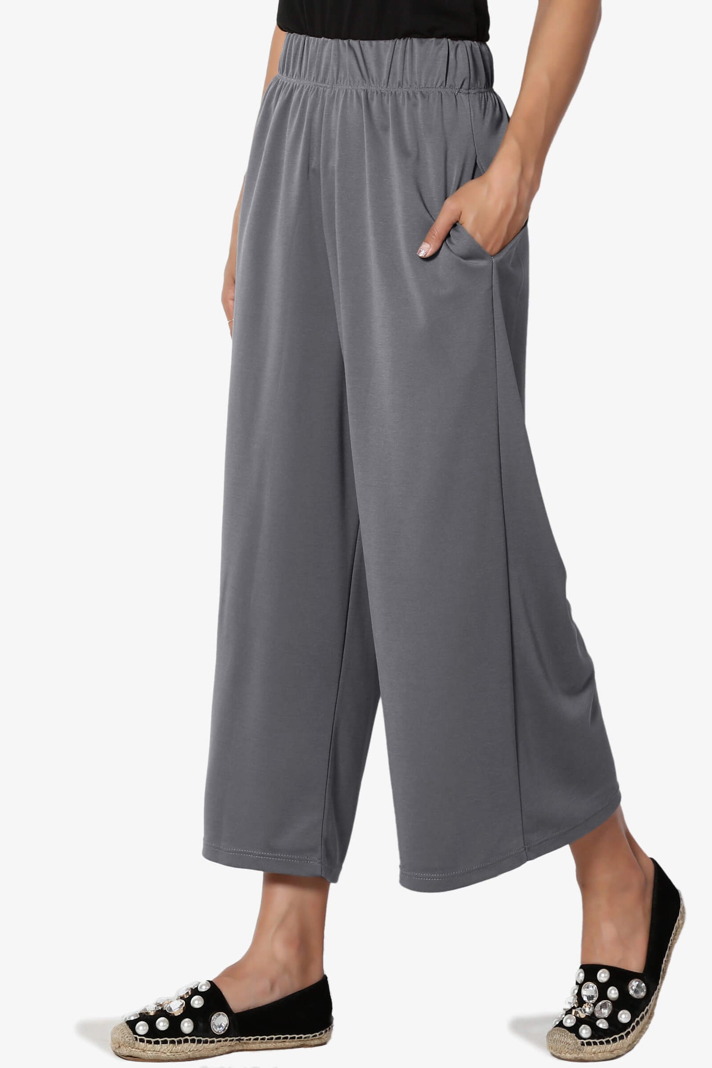 Venetia Elasticated Waist Culottes CHARCOAL_3