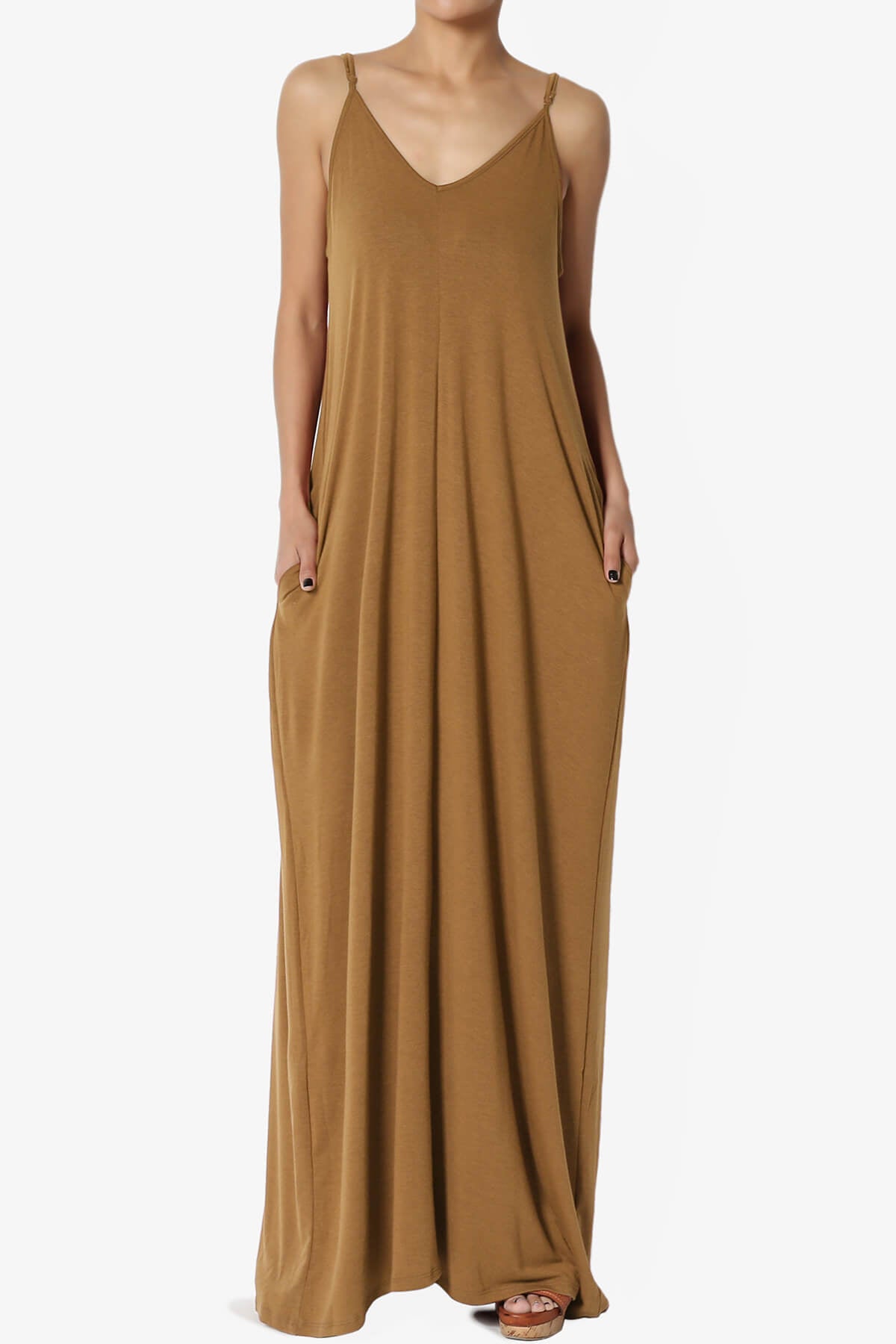 Venus Pocket Cami Maxi Dress COFFEE_3