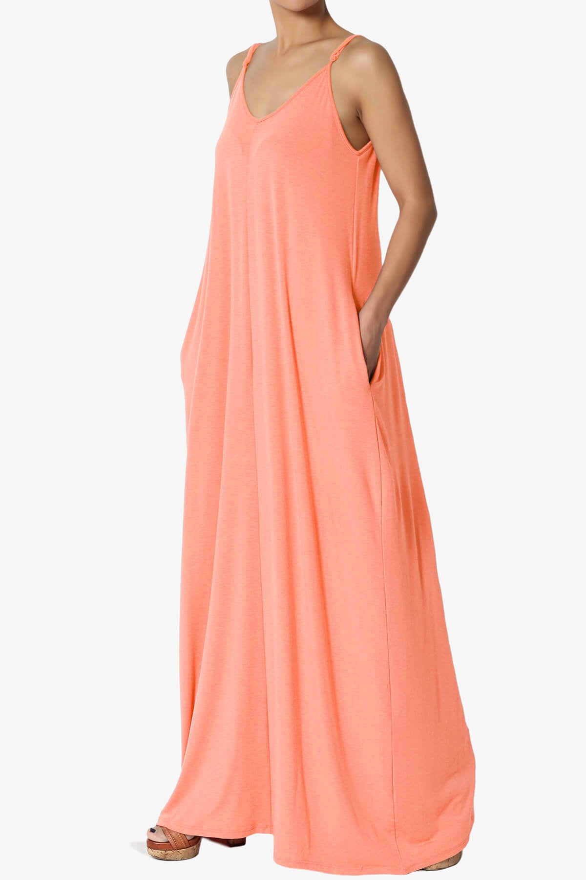 Venus Pocket Cami Maxi Dress CORAL_3