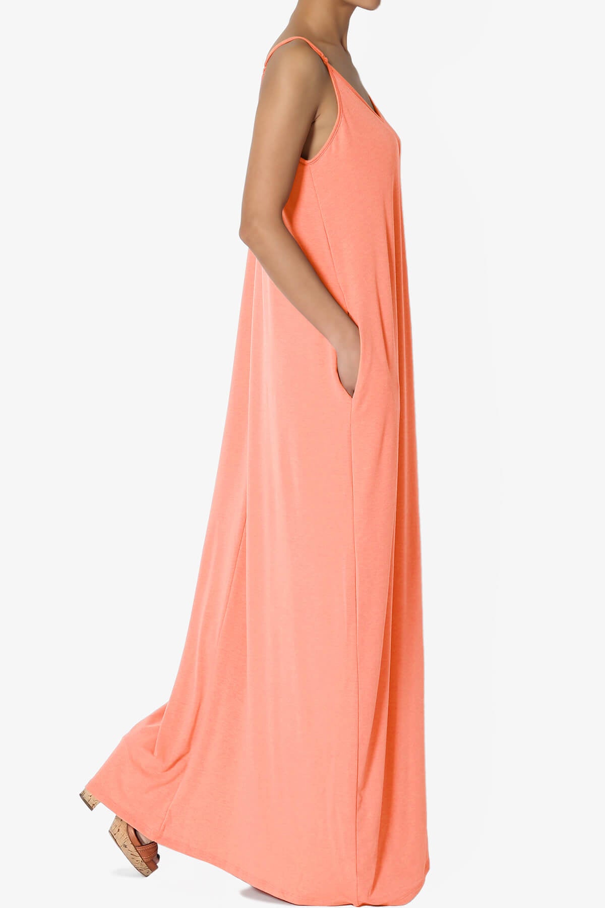 Venus Pocket Cami Maxi Dress CORAL_4
