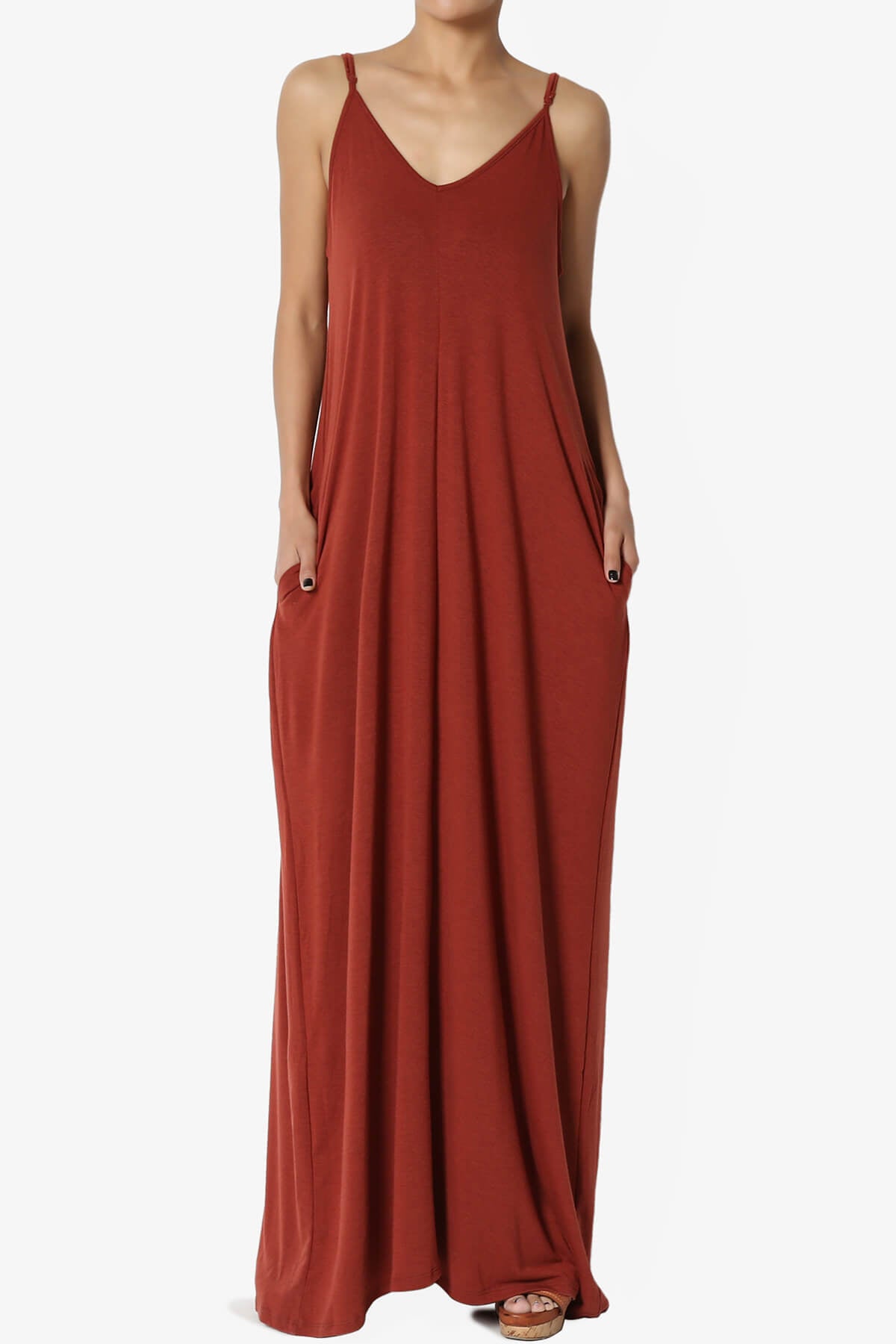 Venus Pocket Cami Maxi Dress DARK RUST_3