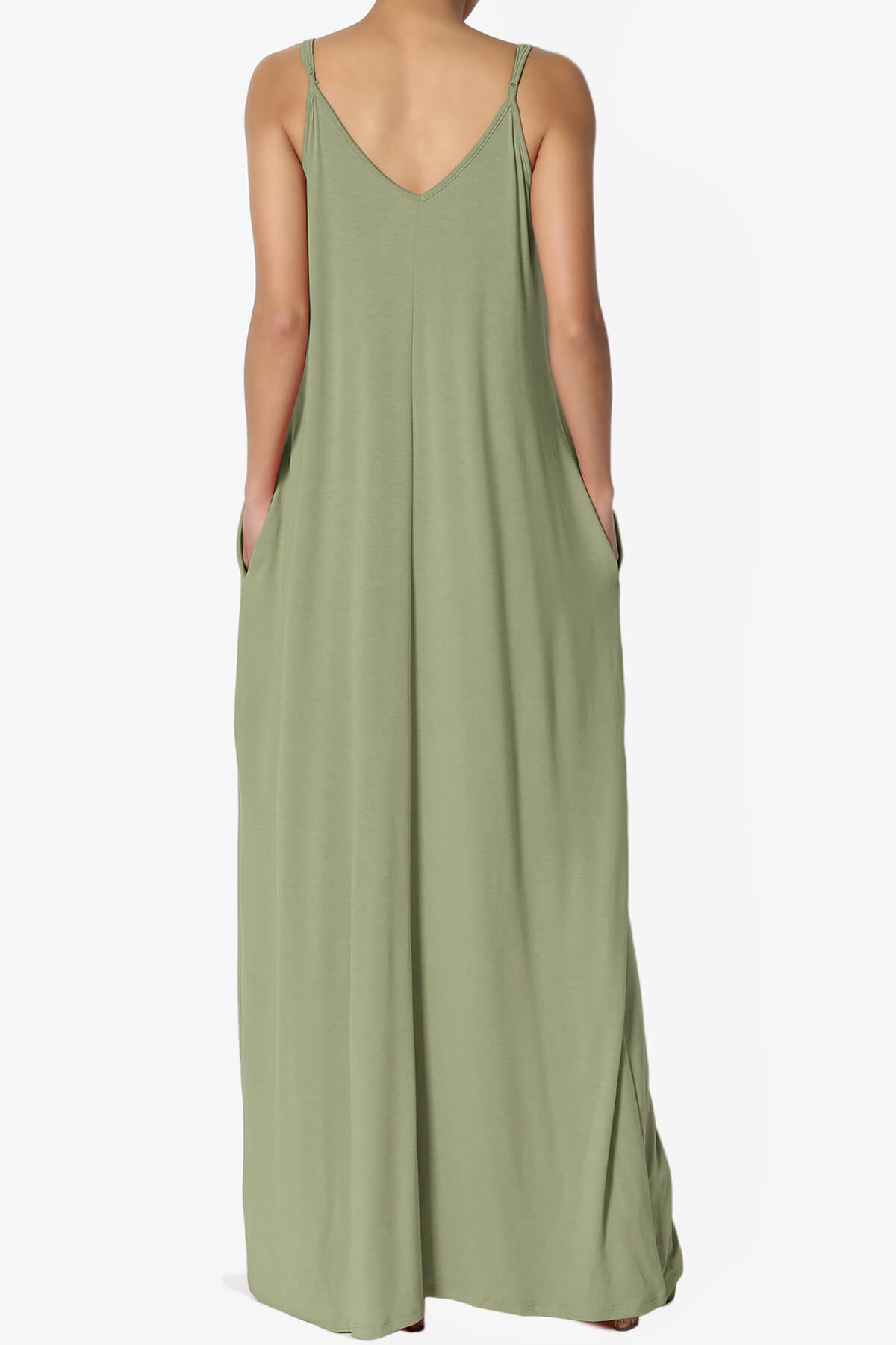 Venus Pocket Cami Maxi Dress DUSTY OLIVE_2