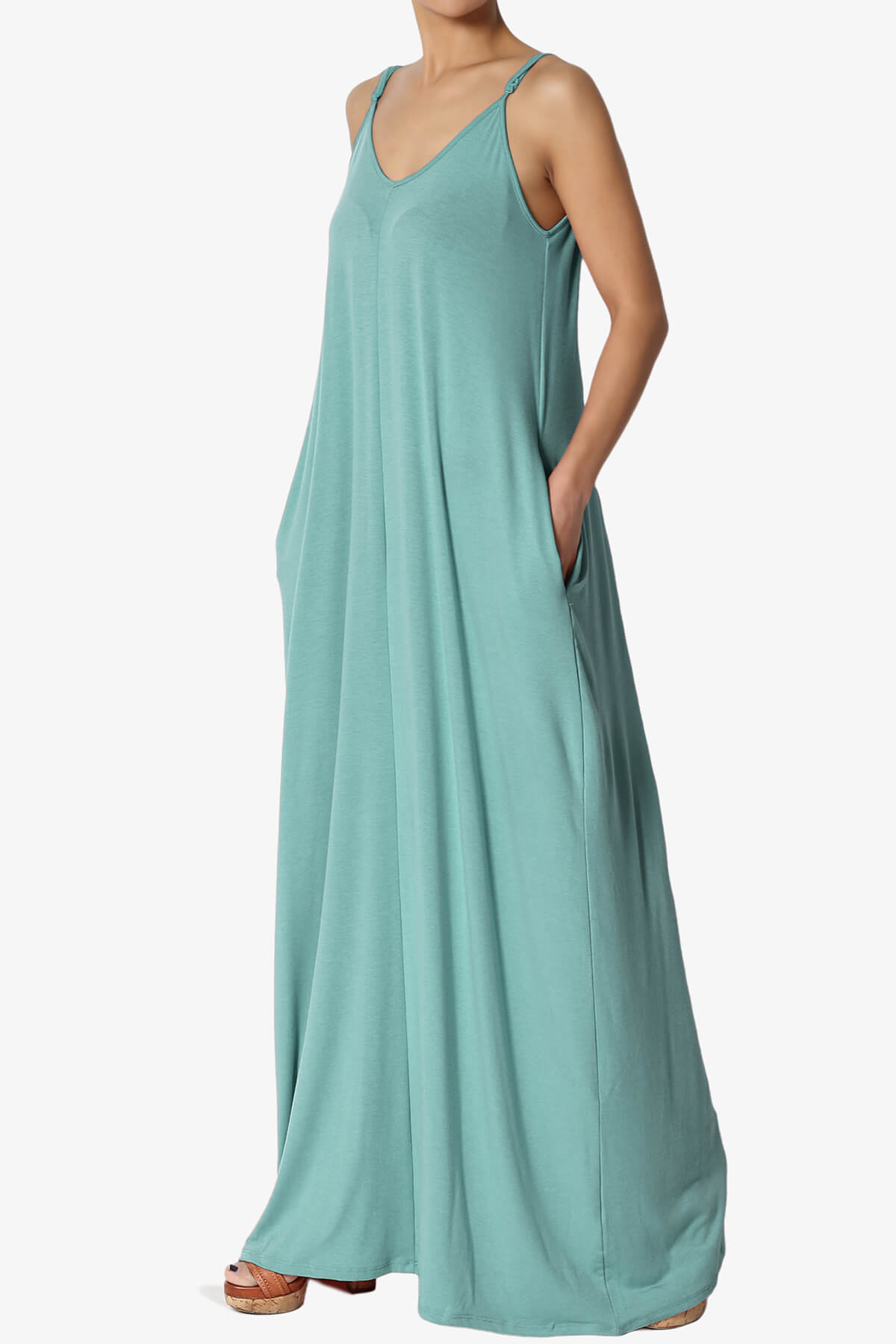 Venus Pocket Cami Maxi Dress DUSTY TEAL_3