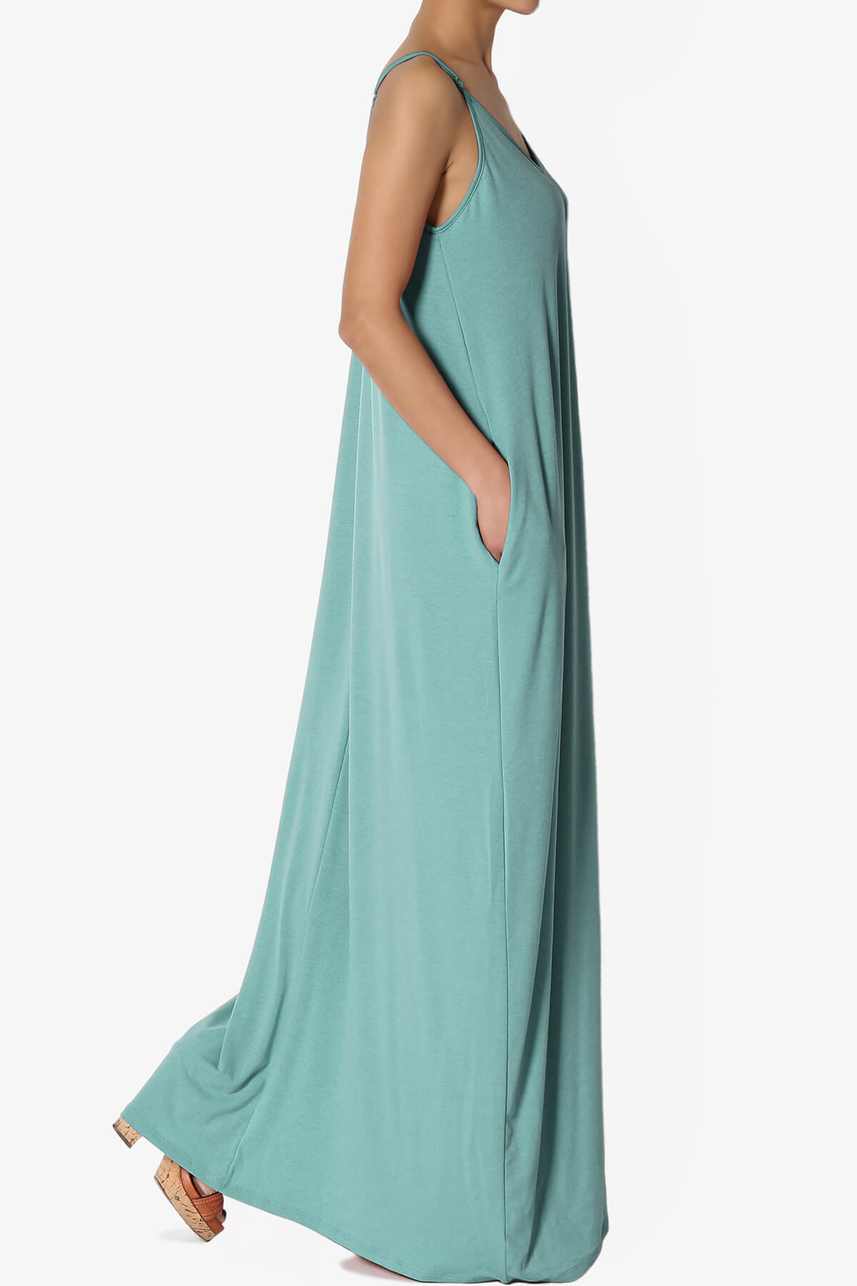Venus Pocket Cami Maxi Dress DUSTY TEAL_4