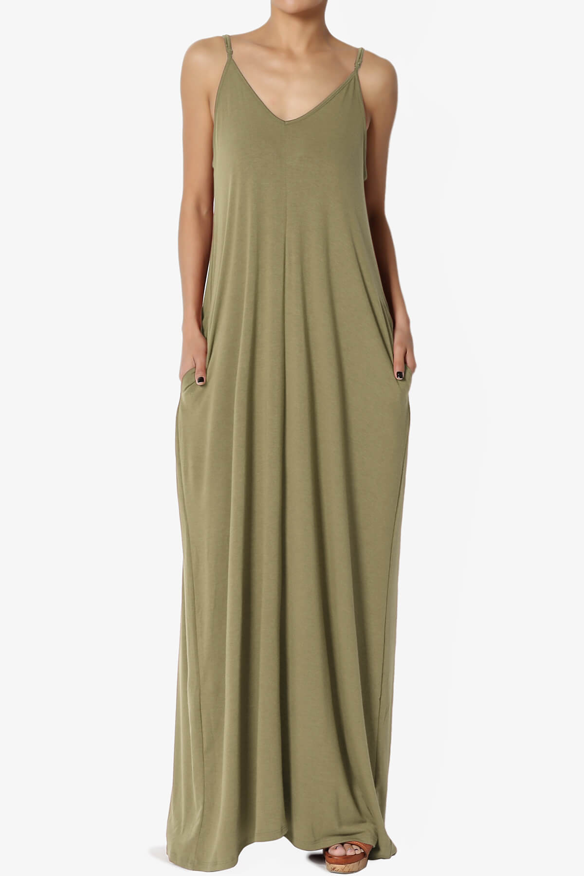 Venus Pocket Cami Maxi Dress KHAKI GREEN_3