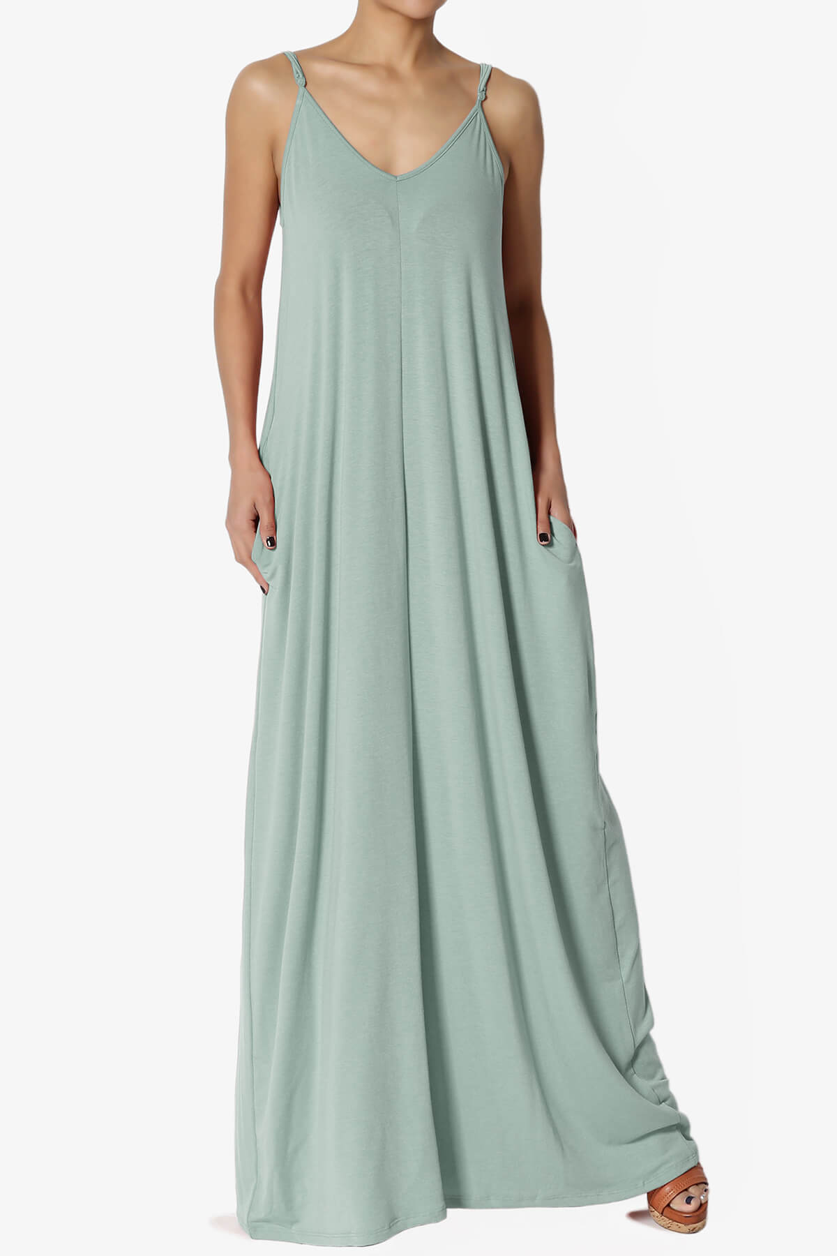 Venus Pocket Cami Maxi Dress LIGHT GREEN_1