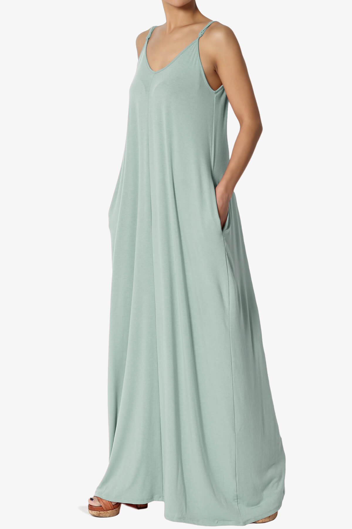 Venus Pocket Cami Maxi Dress LIGHT GREEN_3