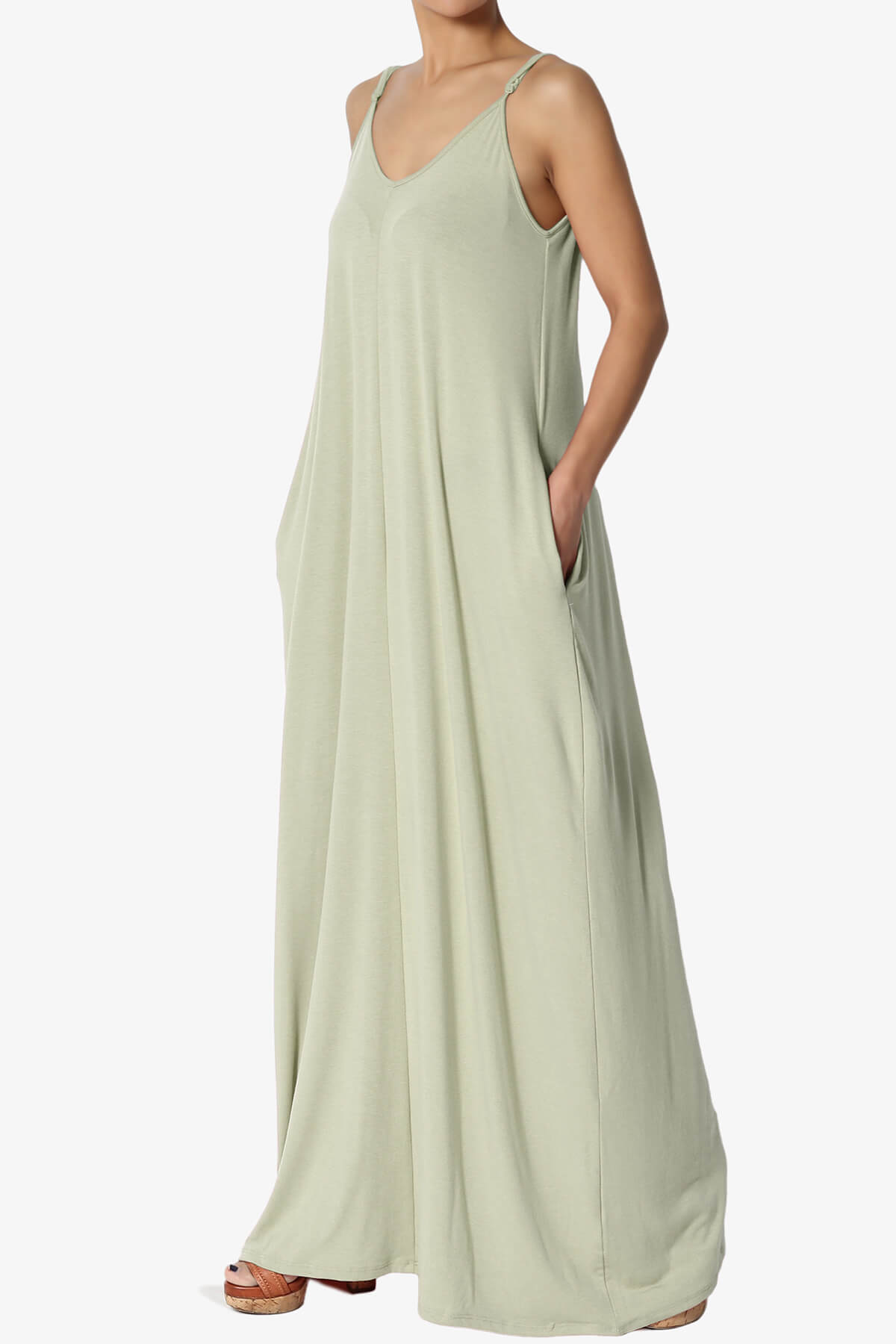 Venus Pocket Cami Maxi Dress LIGHT SAGE_3