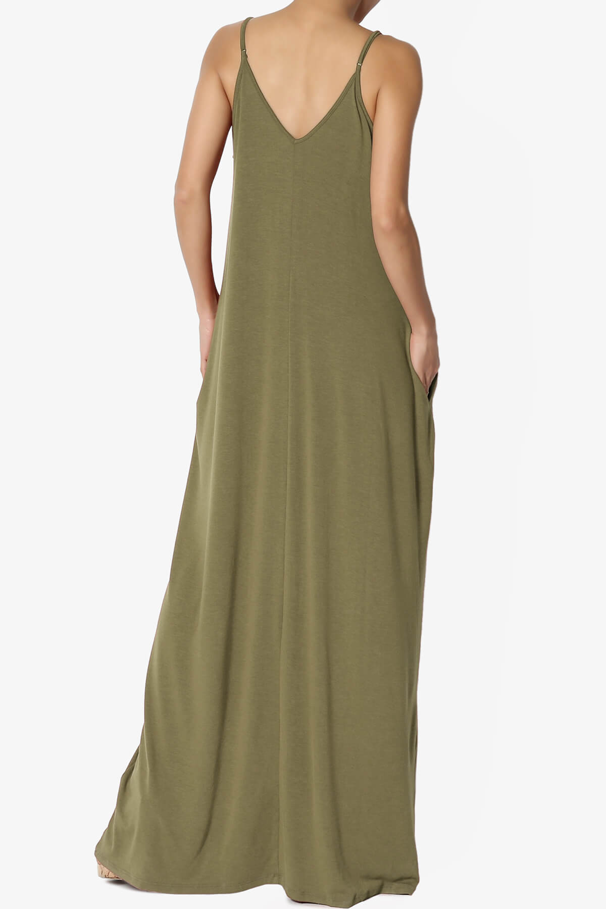 Venus Pocket Cami Maxi Dress OLIVE KHAKI_2