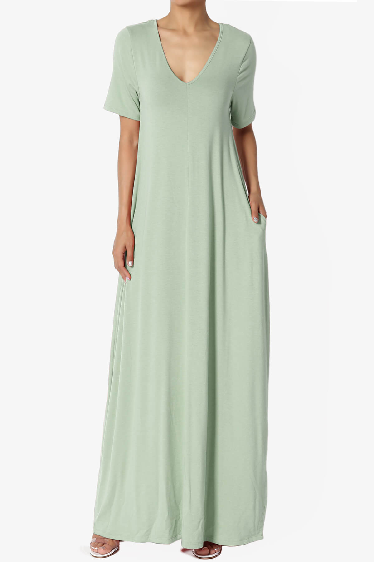 Vina Pocket Oversized Maxi Dress LIGHT SAGE_1