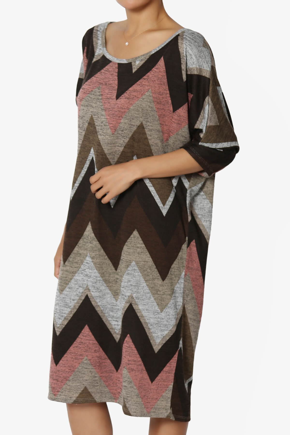 Wanda Chevron Dolman Sleeve Dress MOCHA_3