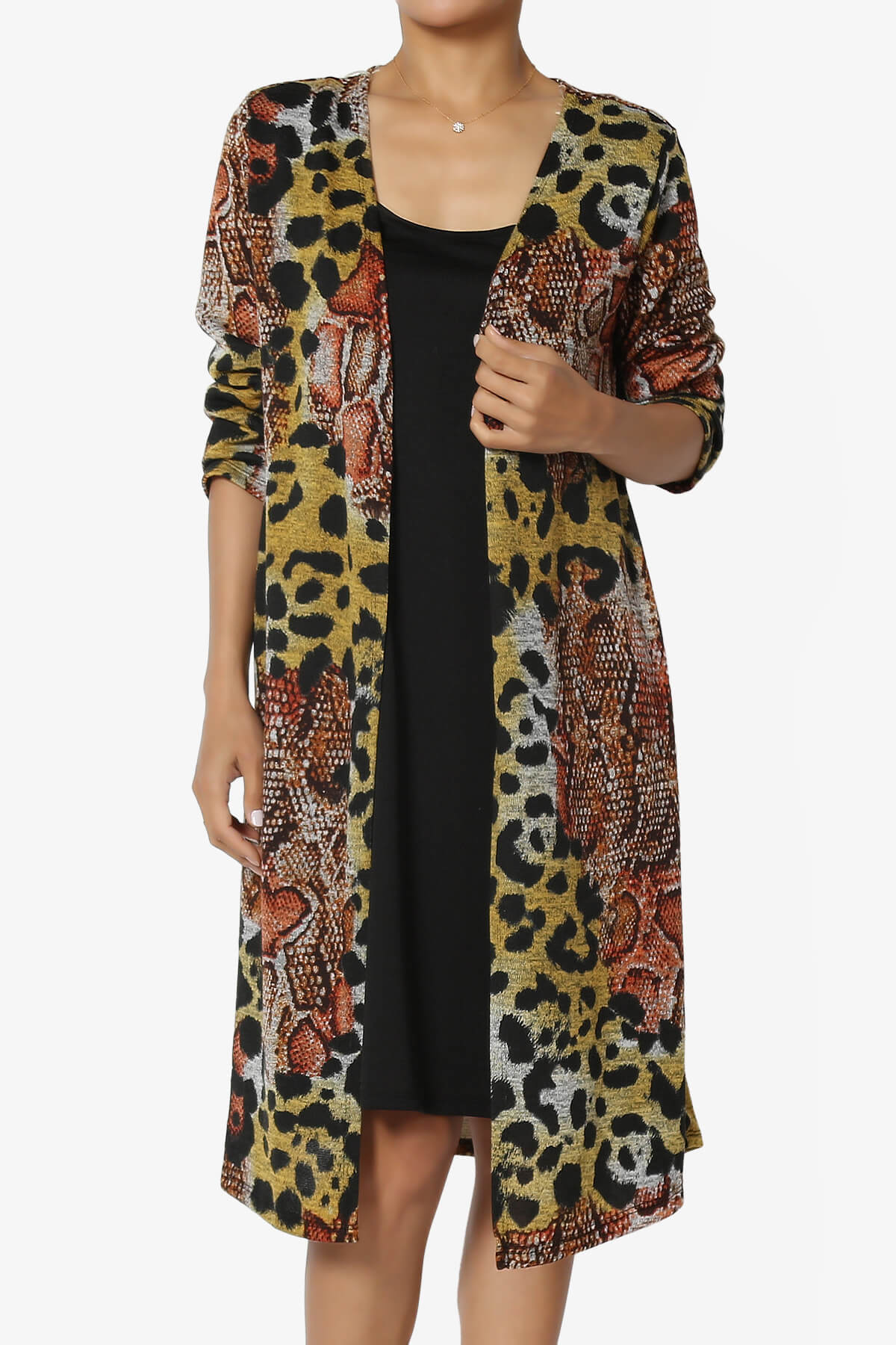 Wanda Missy Printed Draped Front Twofer Midi Dress ANIMAL_1
