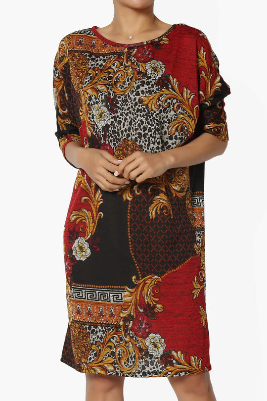 Wanda Printed Dolman Sleeve Dress