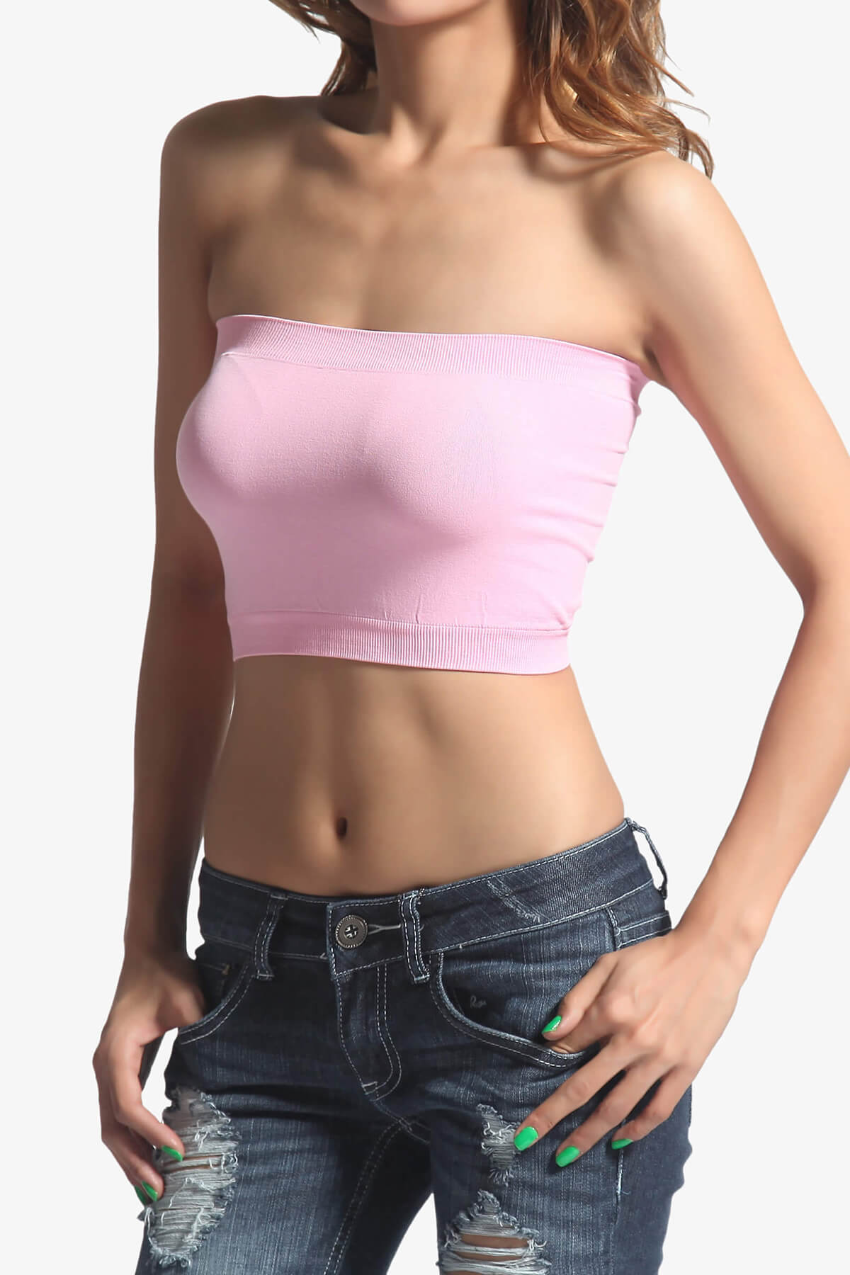 Wendi Seamless Crop Bandeau BABY PINK_1