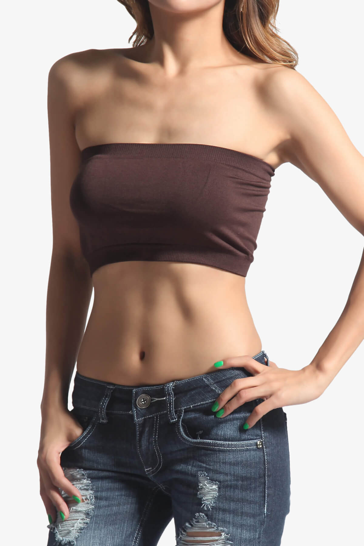 Wendi Seamless Crop Bandeau BROWN_1