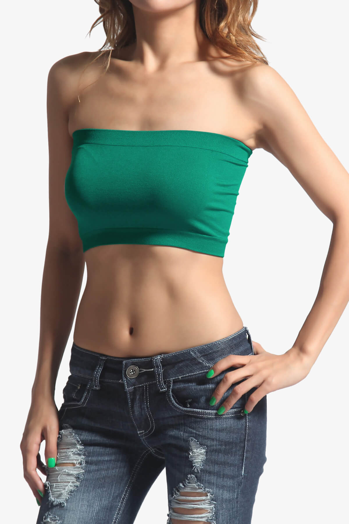 Wendi Seamless Crop Bandeau KELLY GREEN_1