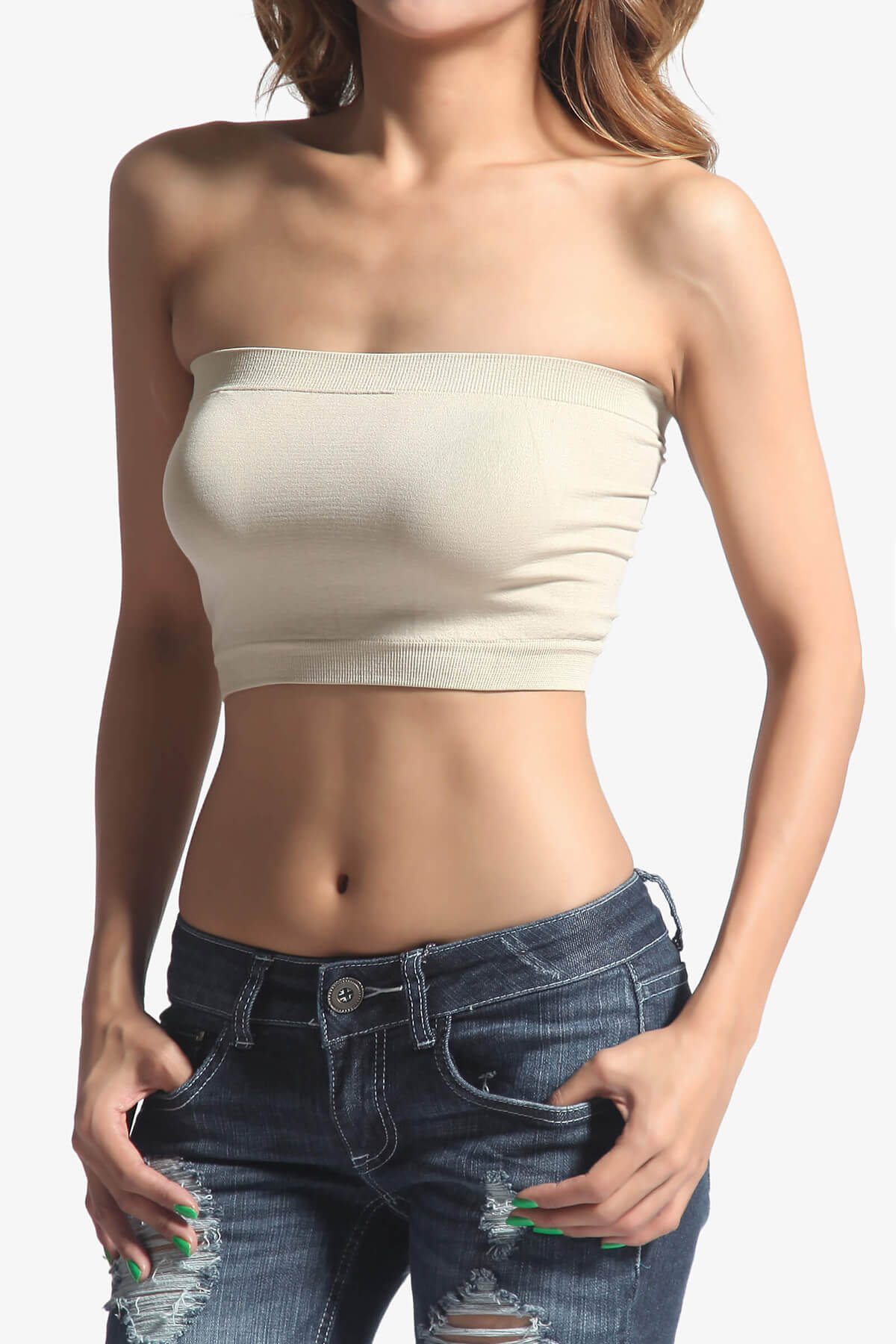 Wendi Seamless Crop Bandeau KHAKI_1