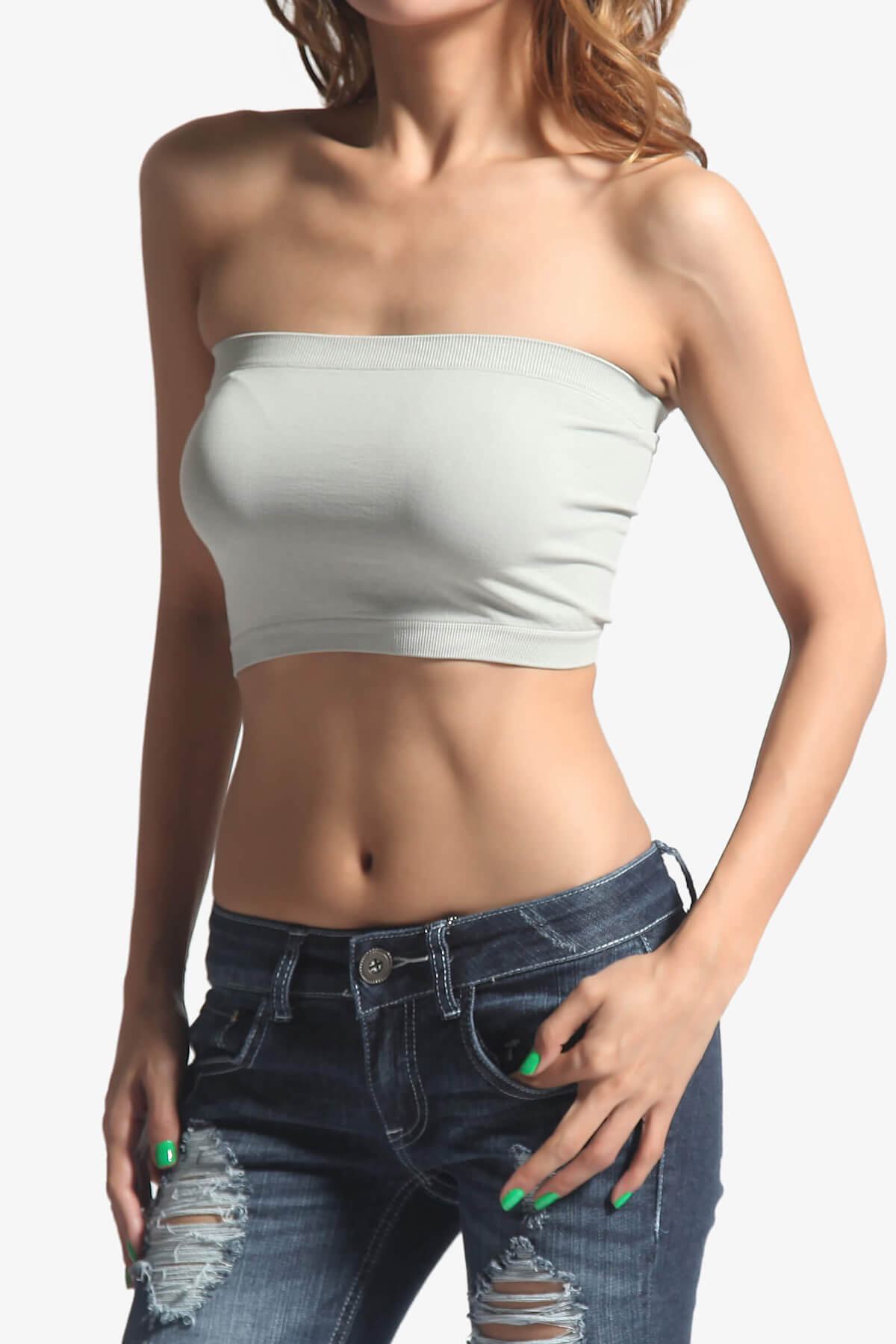 Wendi Seamless Crop Bandeau LIGHT GREY_1
