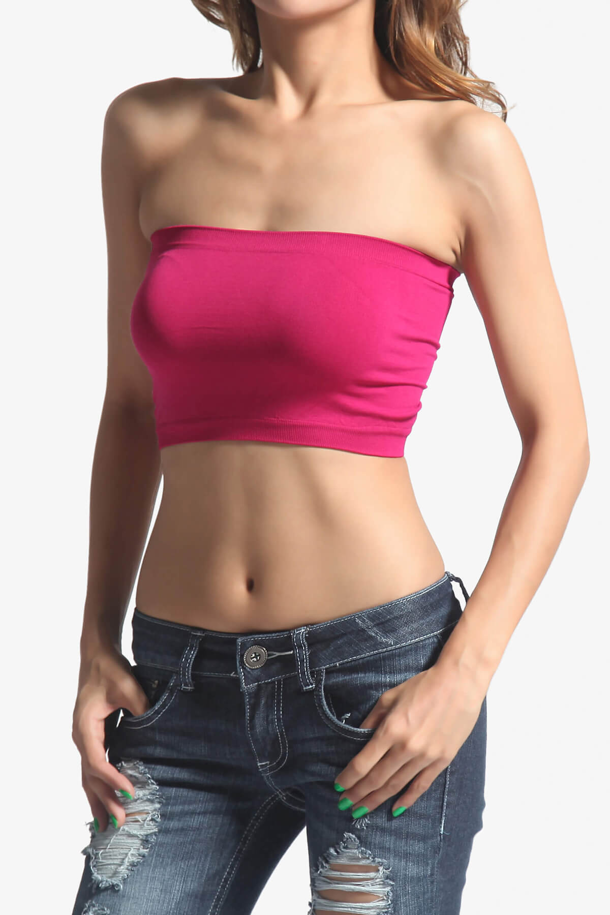 Wendi Seamless Crop Bandeau MAGENTA_1