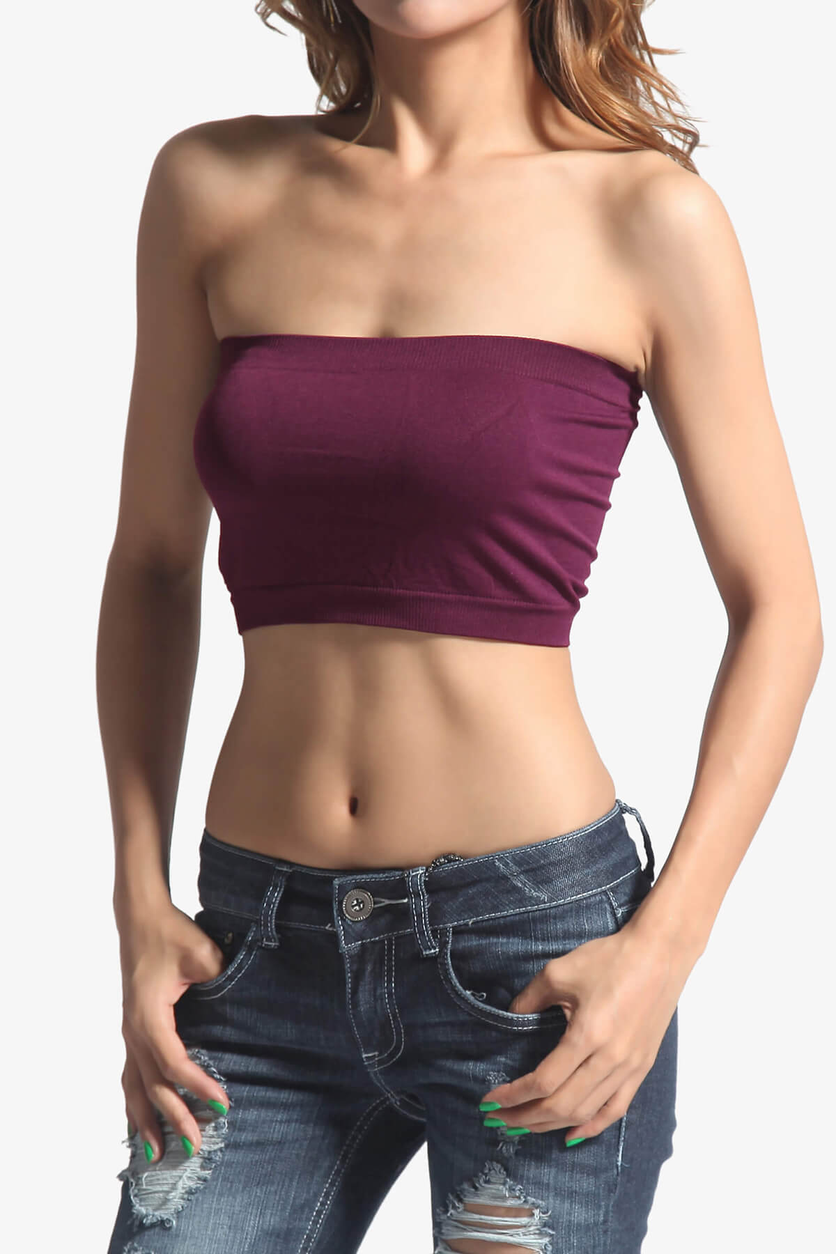 Wendi Seamless Crop Bandeau PLUM_1