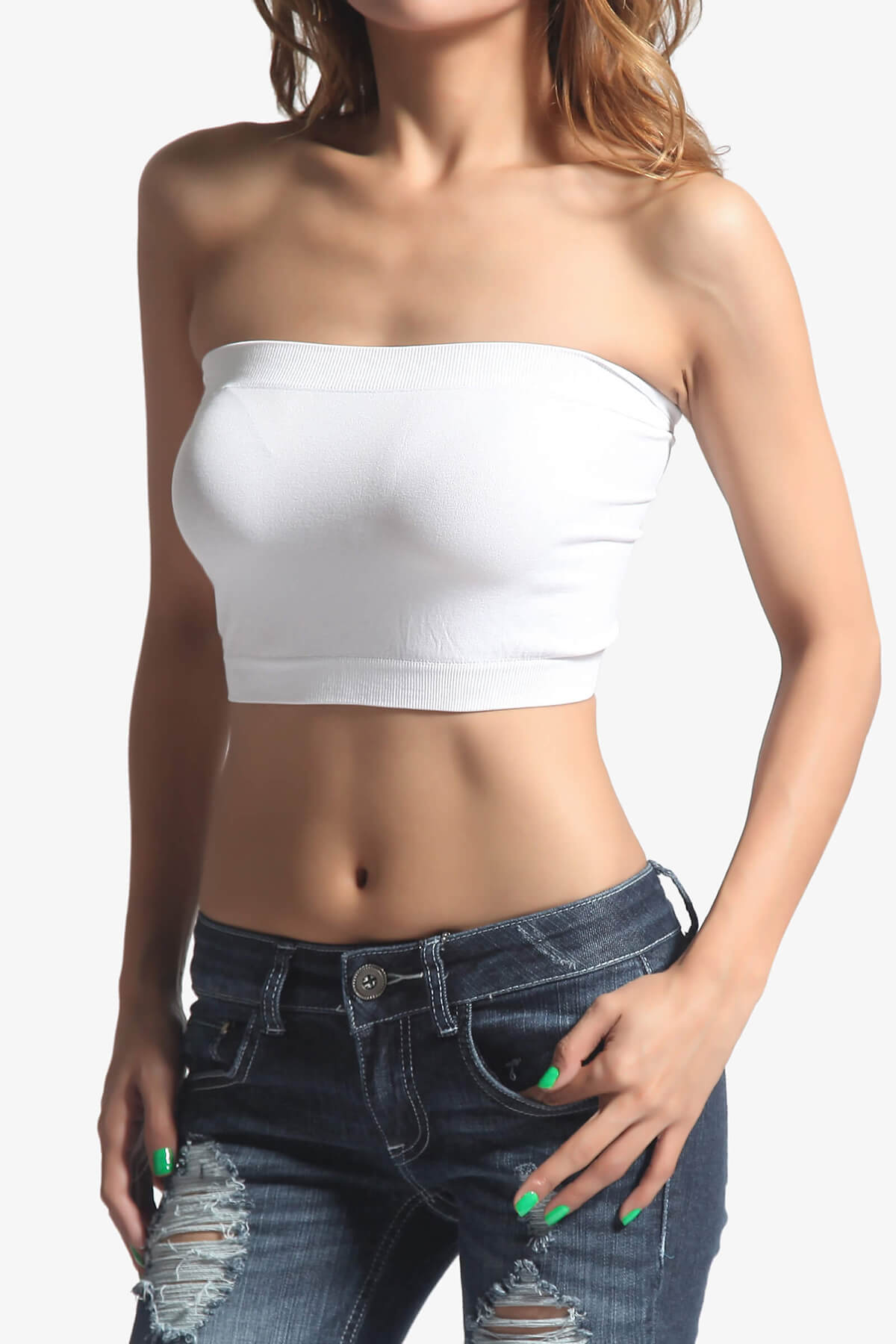 Wendi Seamless Crop Bandeau WHITE_1