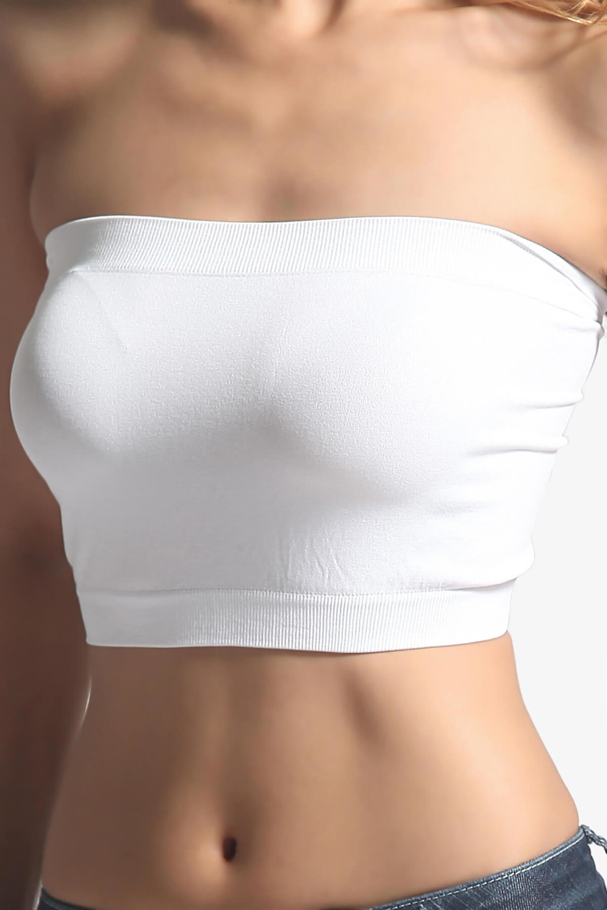 Wendi Seamless Crop Bandeau WHITE_2