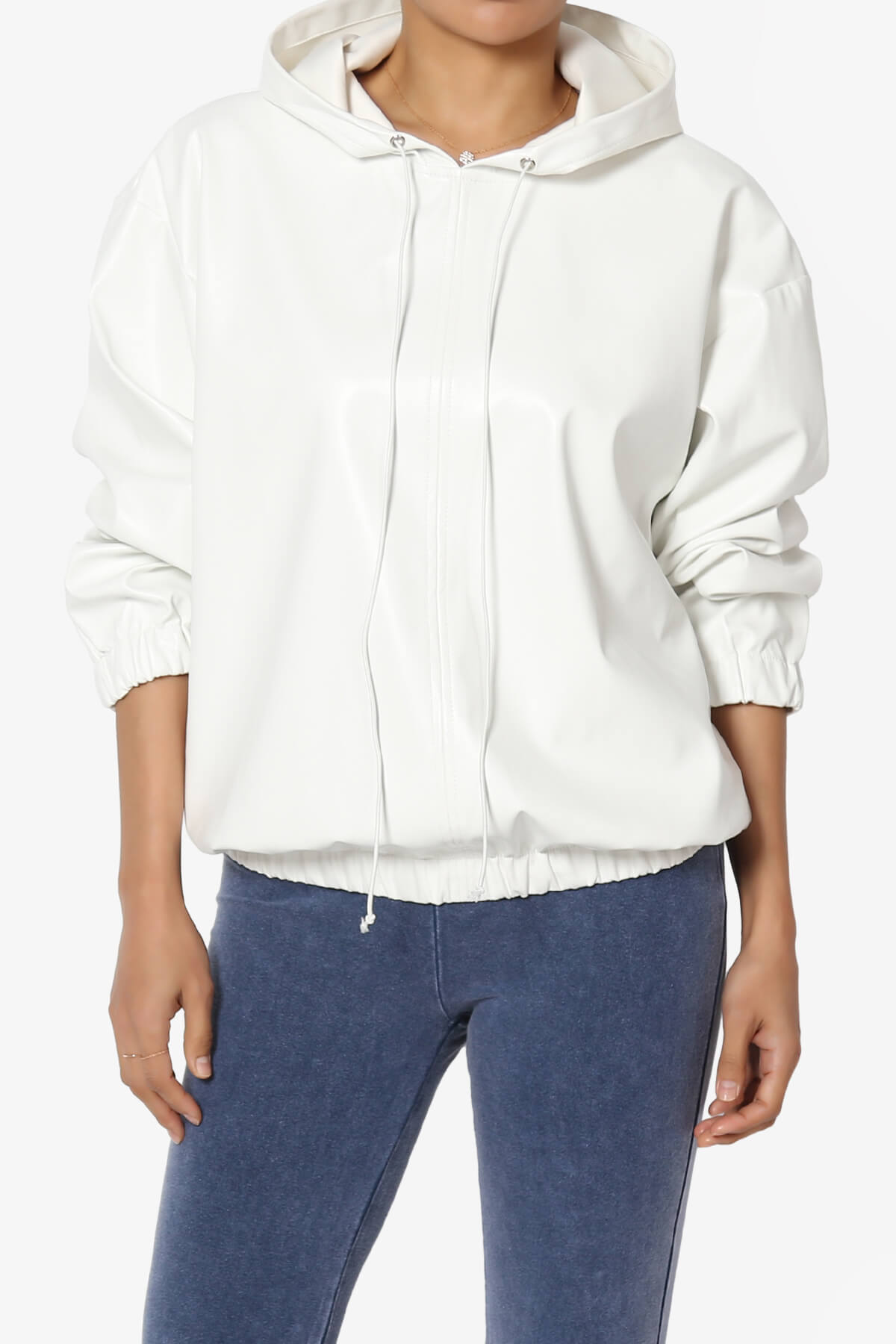 Xandra Faux Leather Oversized Hoodie IVORY_1