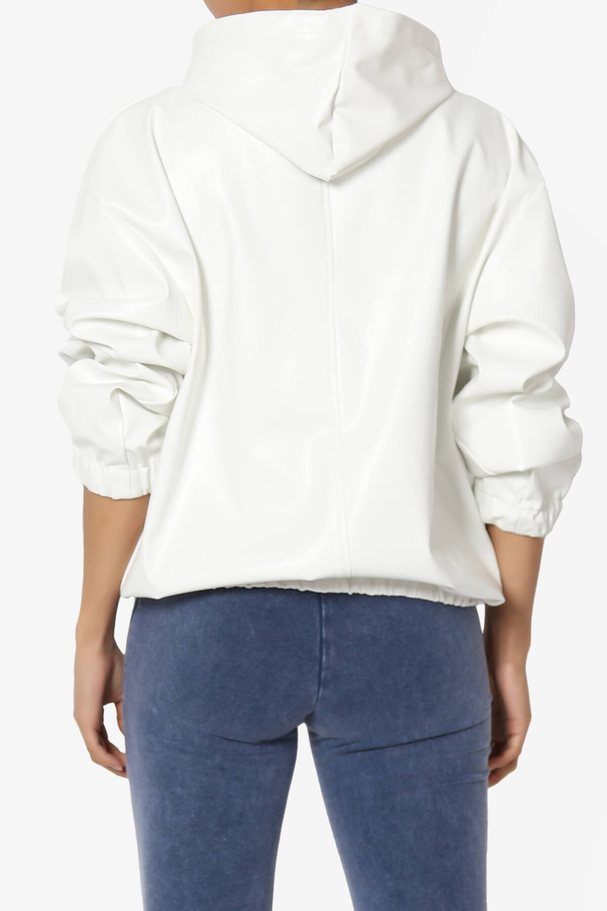 Xandra Faux Leather Oversized Hoodie IVORY_2
