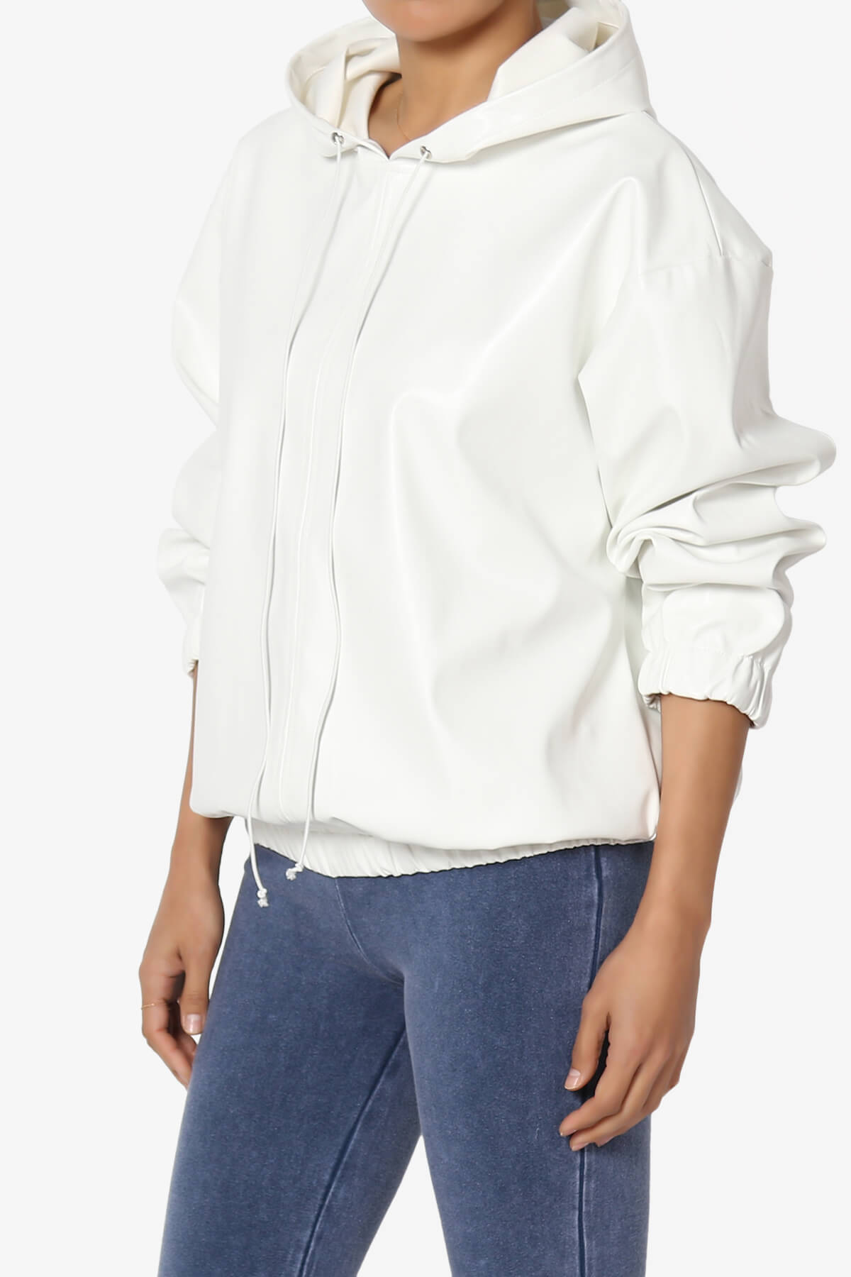 Xandra Faux Leather Oversized Hoodie IVORY_3