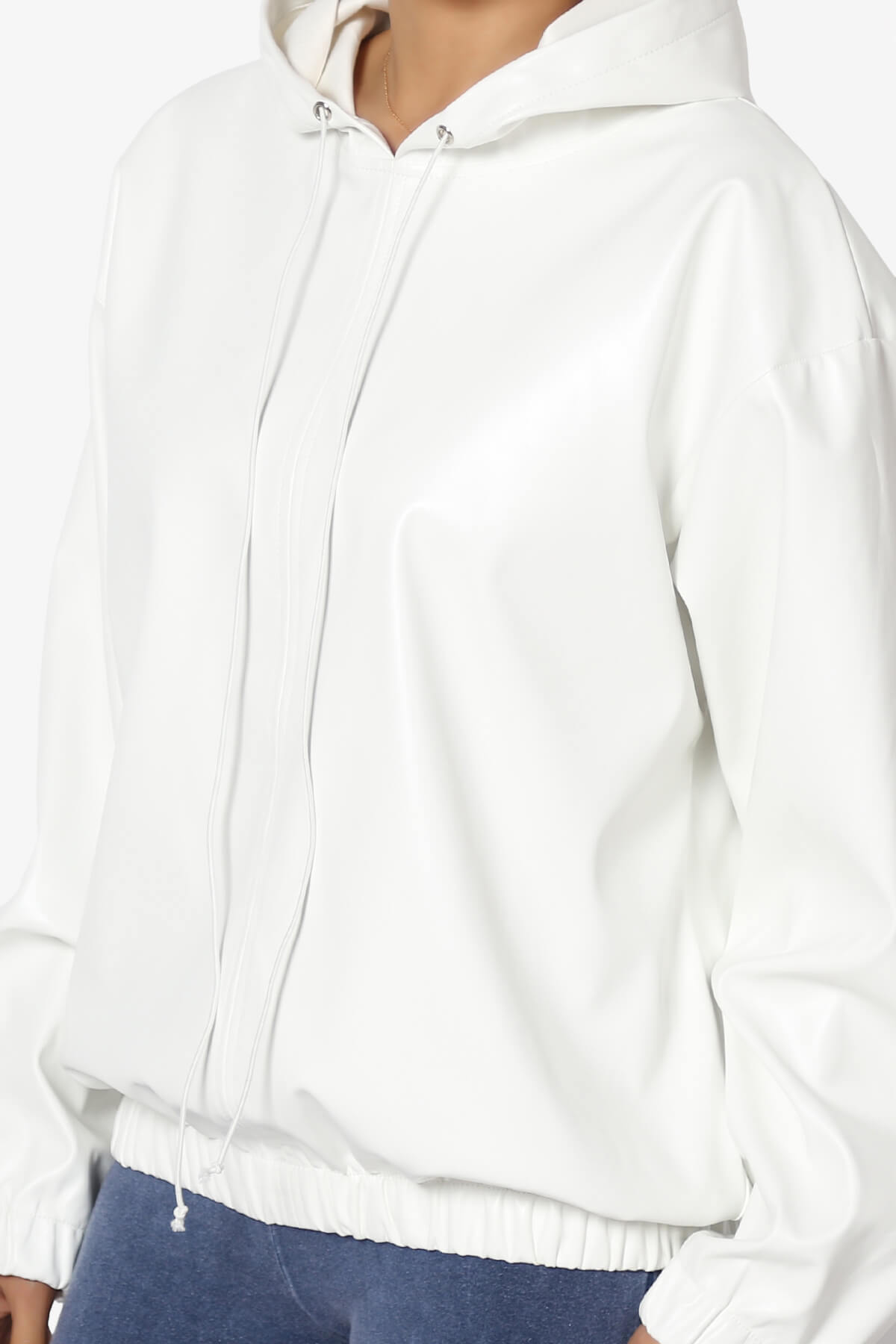 Xandra Faux Leather Oversized Hoodie IVORY_5