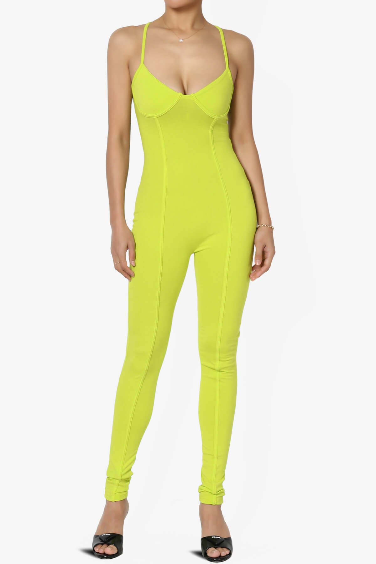 Zaria Cotton Jersey Cami Jumpsuit LIME_1