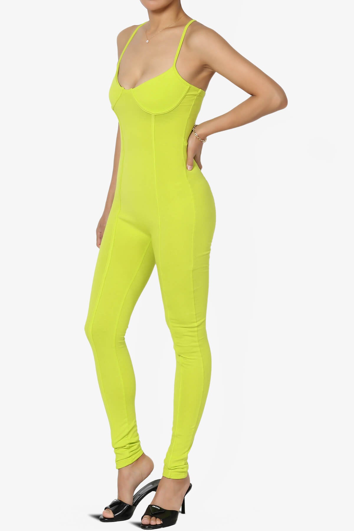Zaria Cotton Jersey Cami Jumpsuit LIME_3