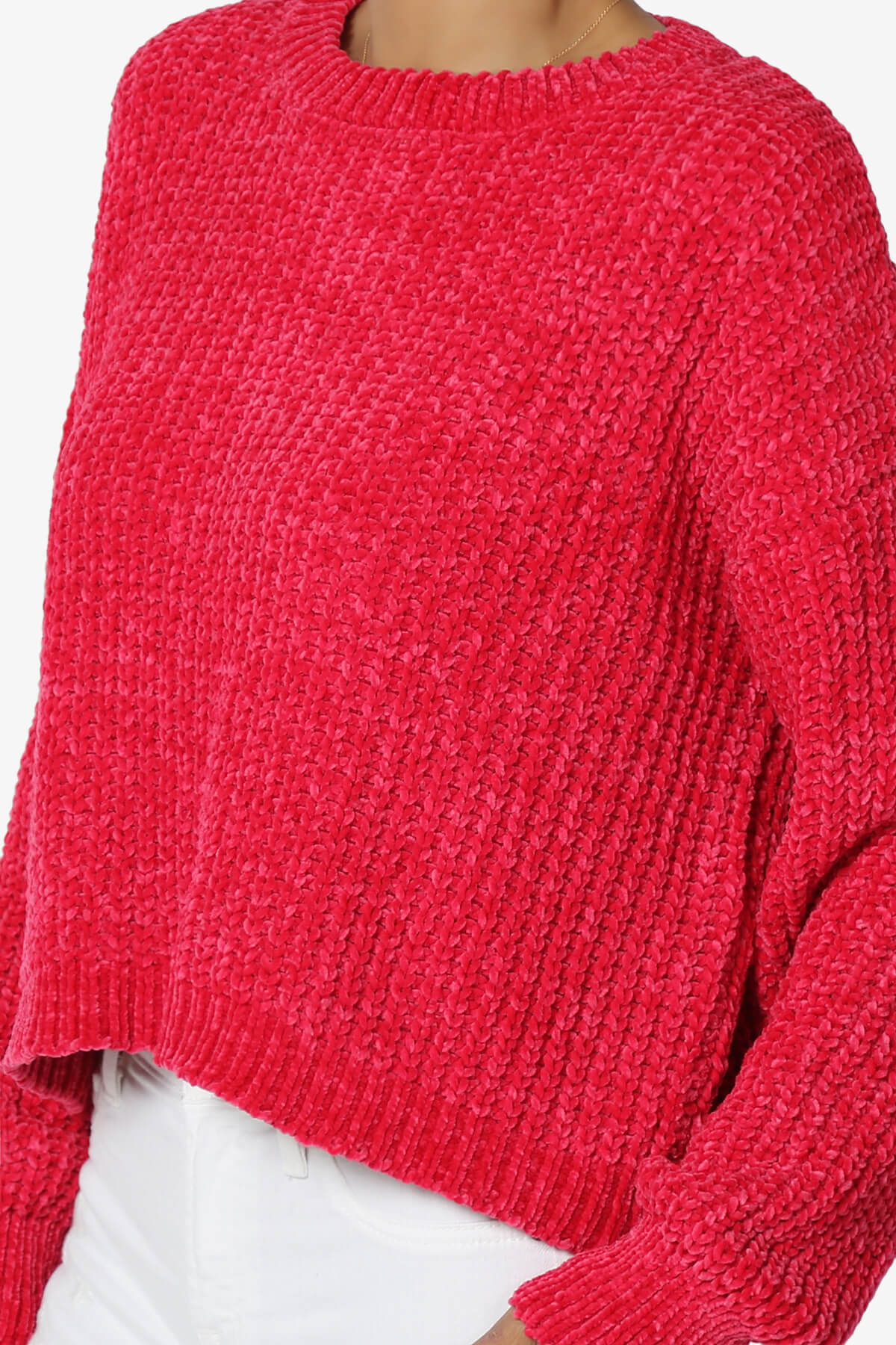 Zeeta Soft Chenille Crop Sweater MAGENTA_5